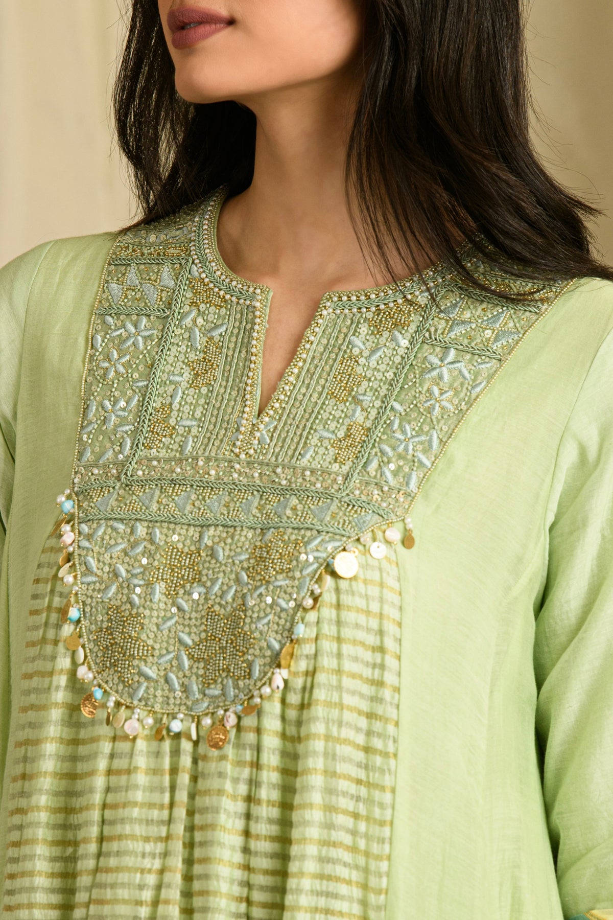 Aarzoo Pista Green Anarkali Set