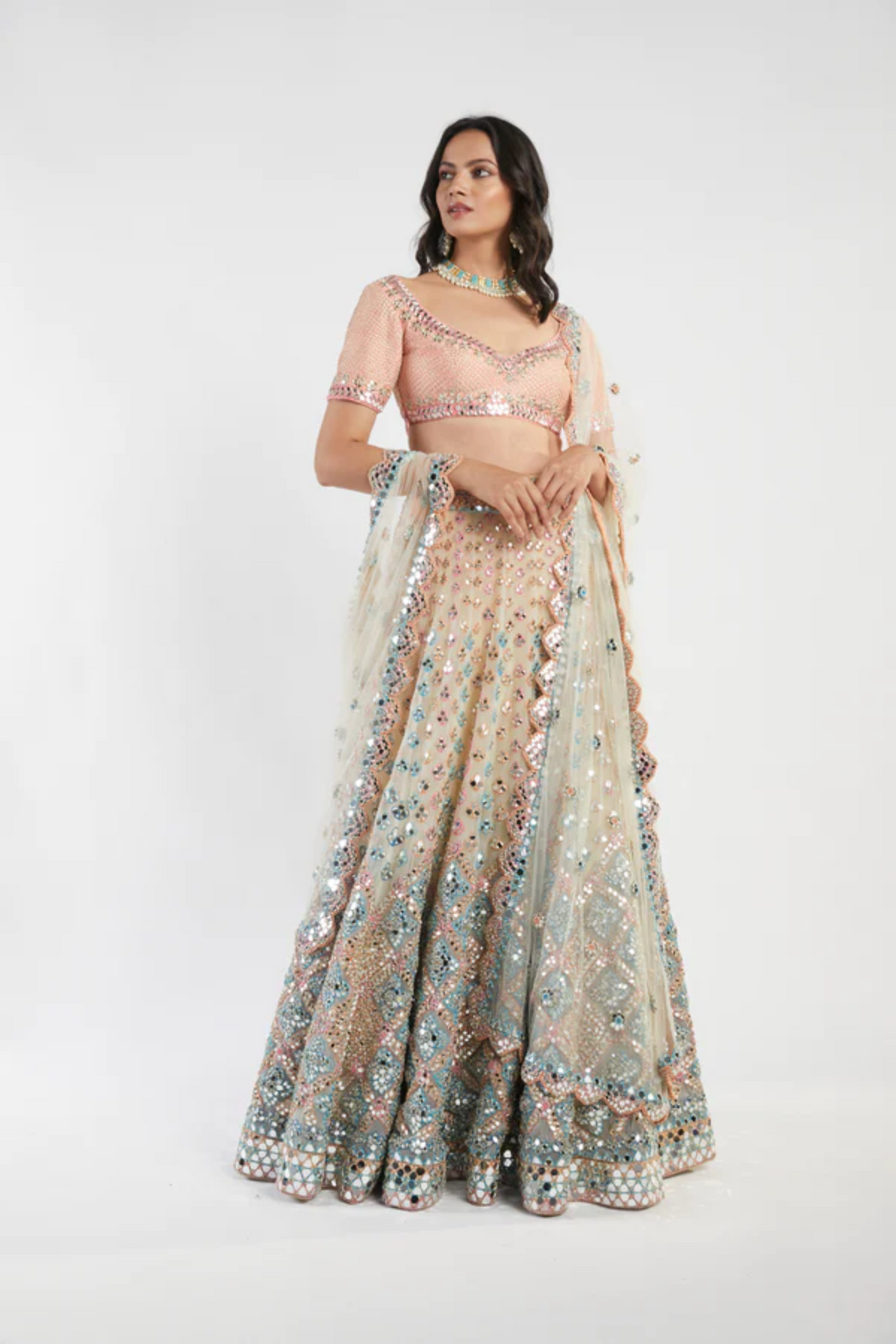 Bright multi colour lehenga set