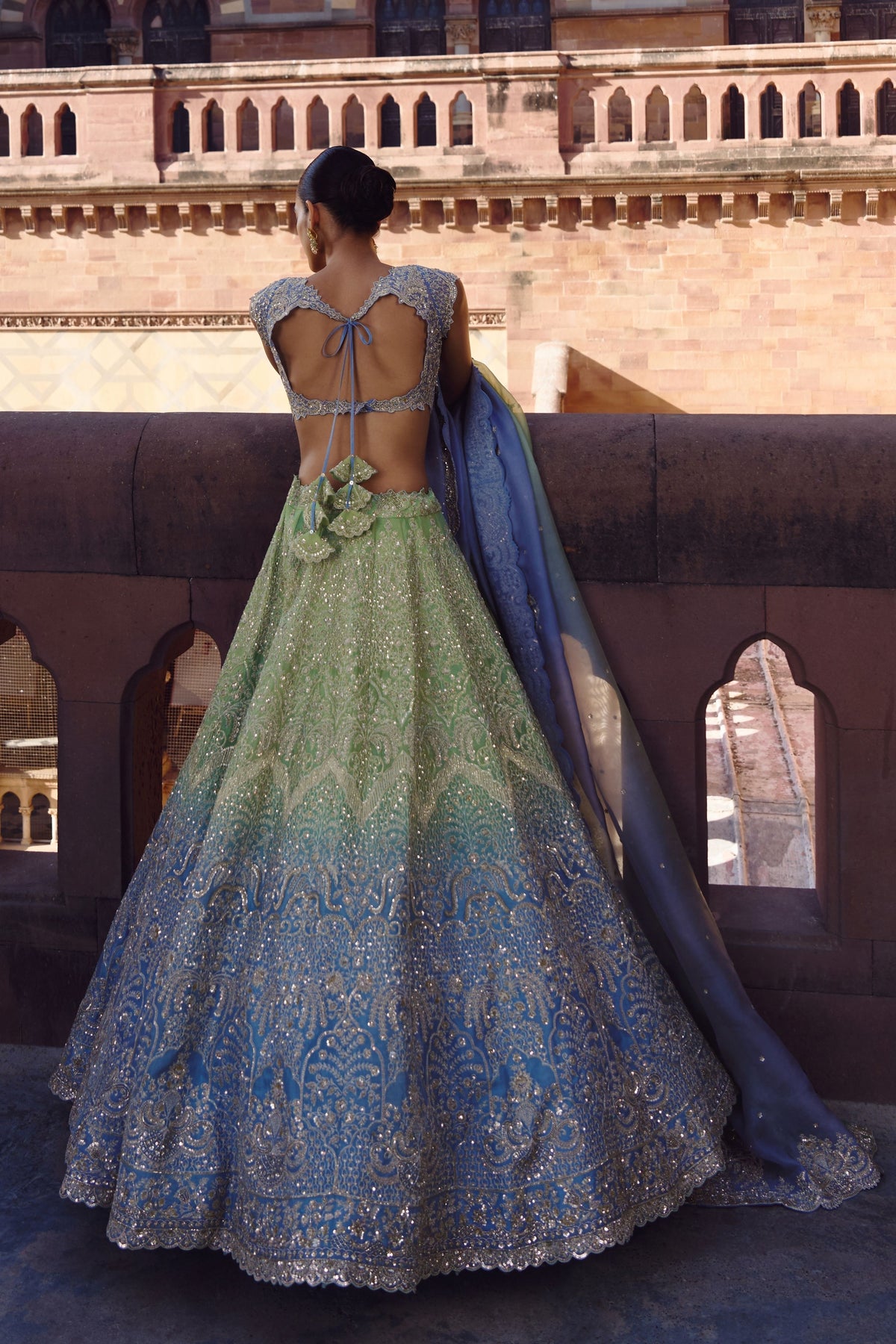 Ombre Crystal Lehenga Set