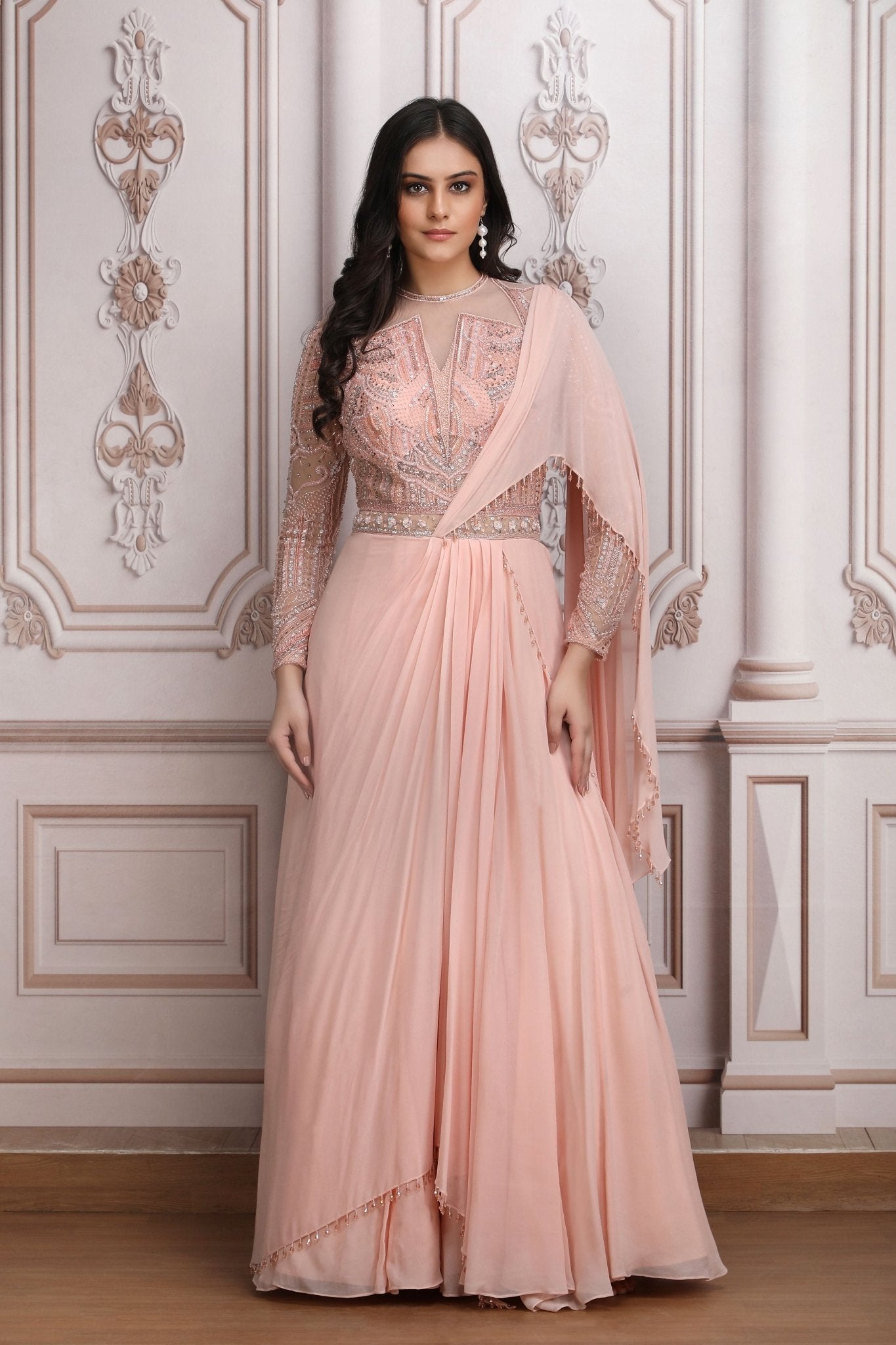 saree dress pink Pink Corset Saree