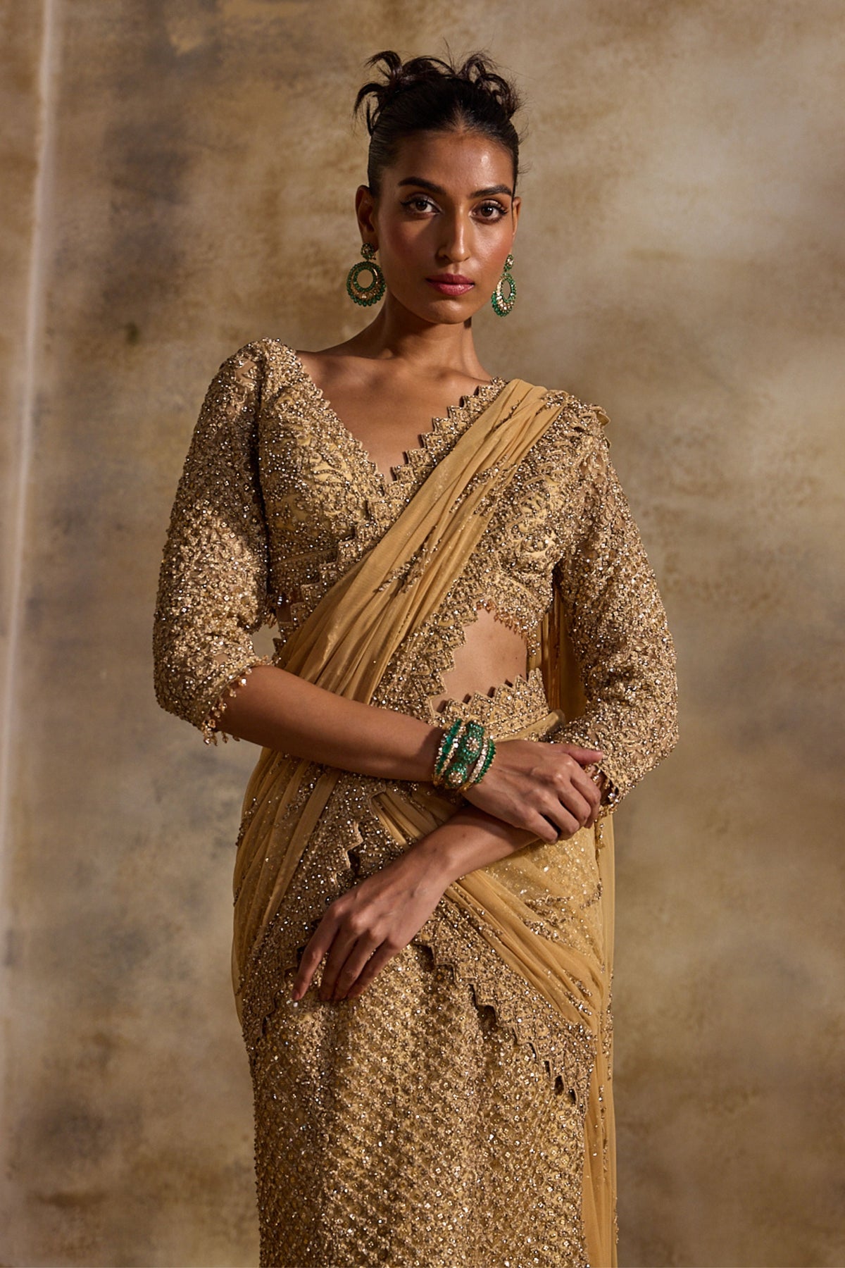 Gold Draped Lehenga Saree