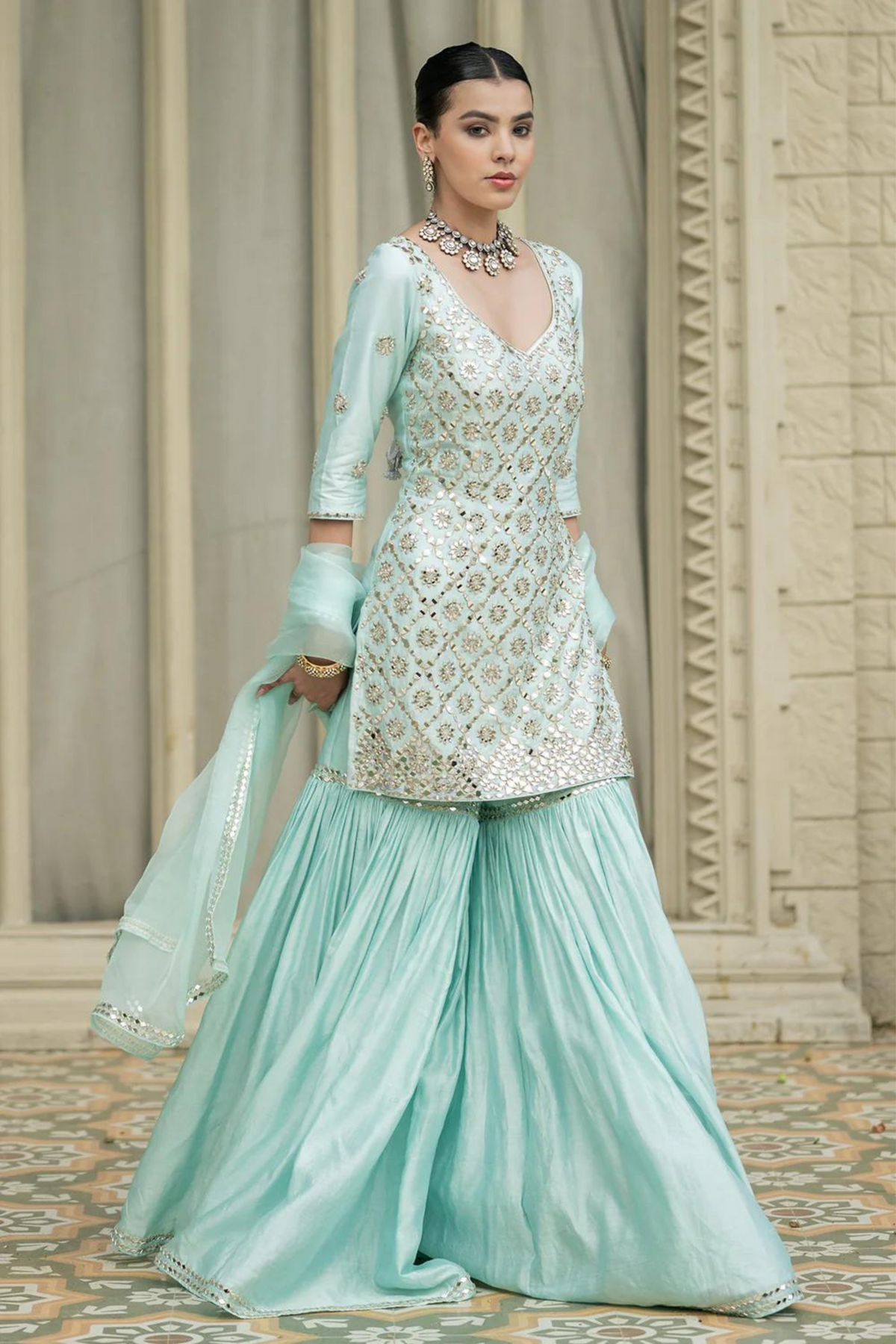 Baby Blue Sharara Set