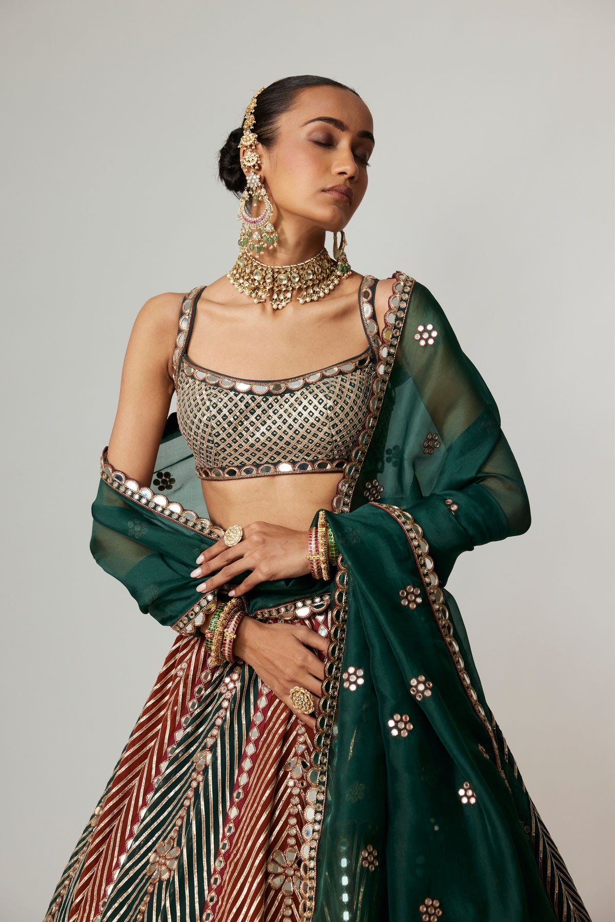 Cranberry Multicolor Lehenga Set
