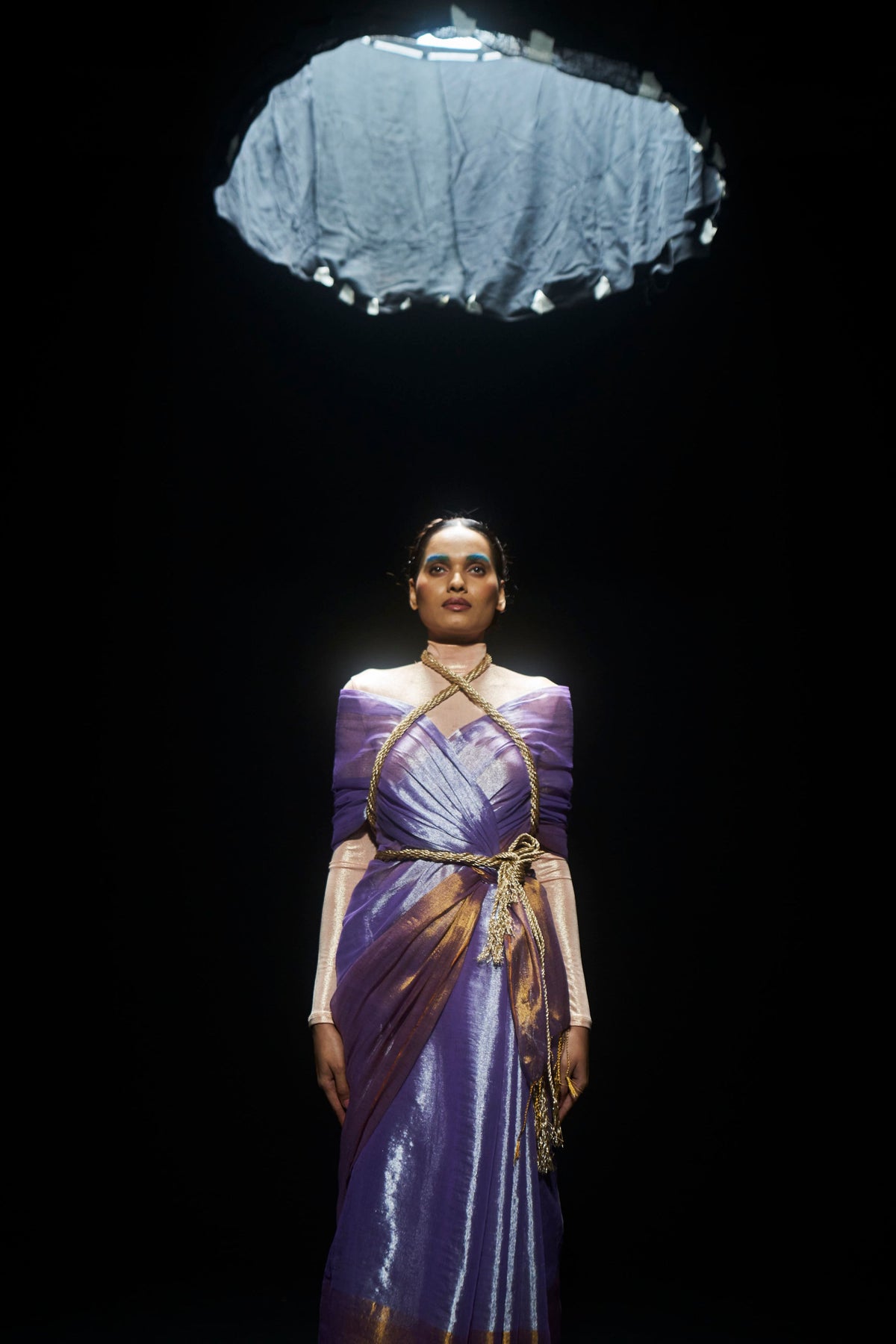 Purple Gold Zari Tissue Saree
