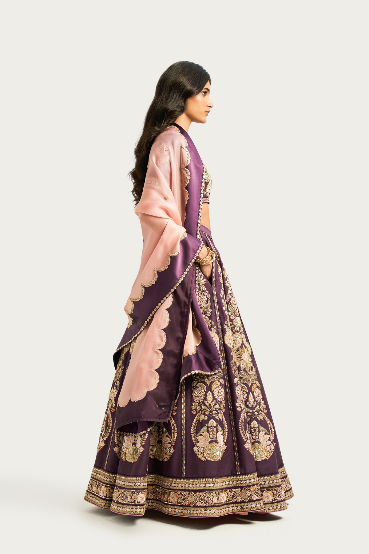 Rumy lilac charcoal lehenga set