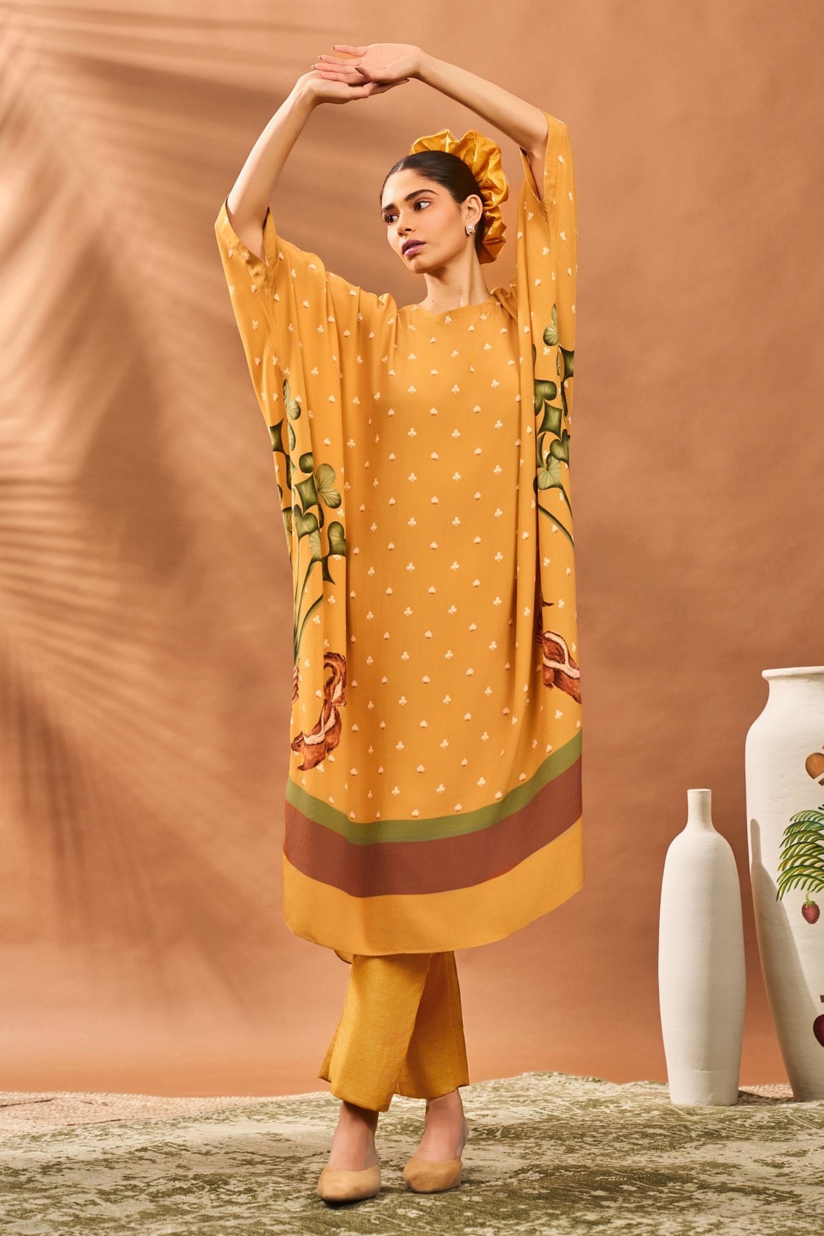Yellow Spades Blossom Kurta Set