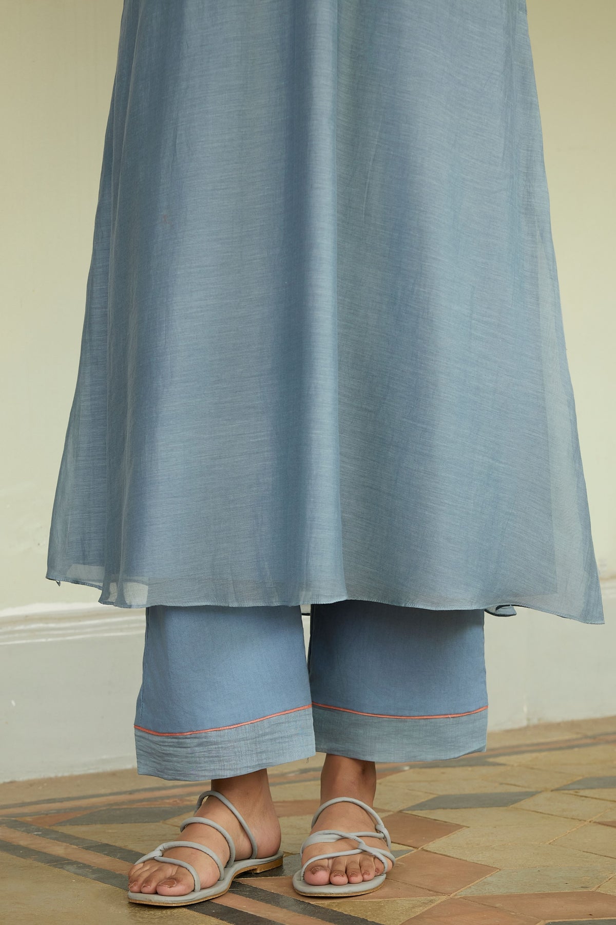 Mist Blue Applique Kurta Set