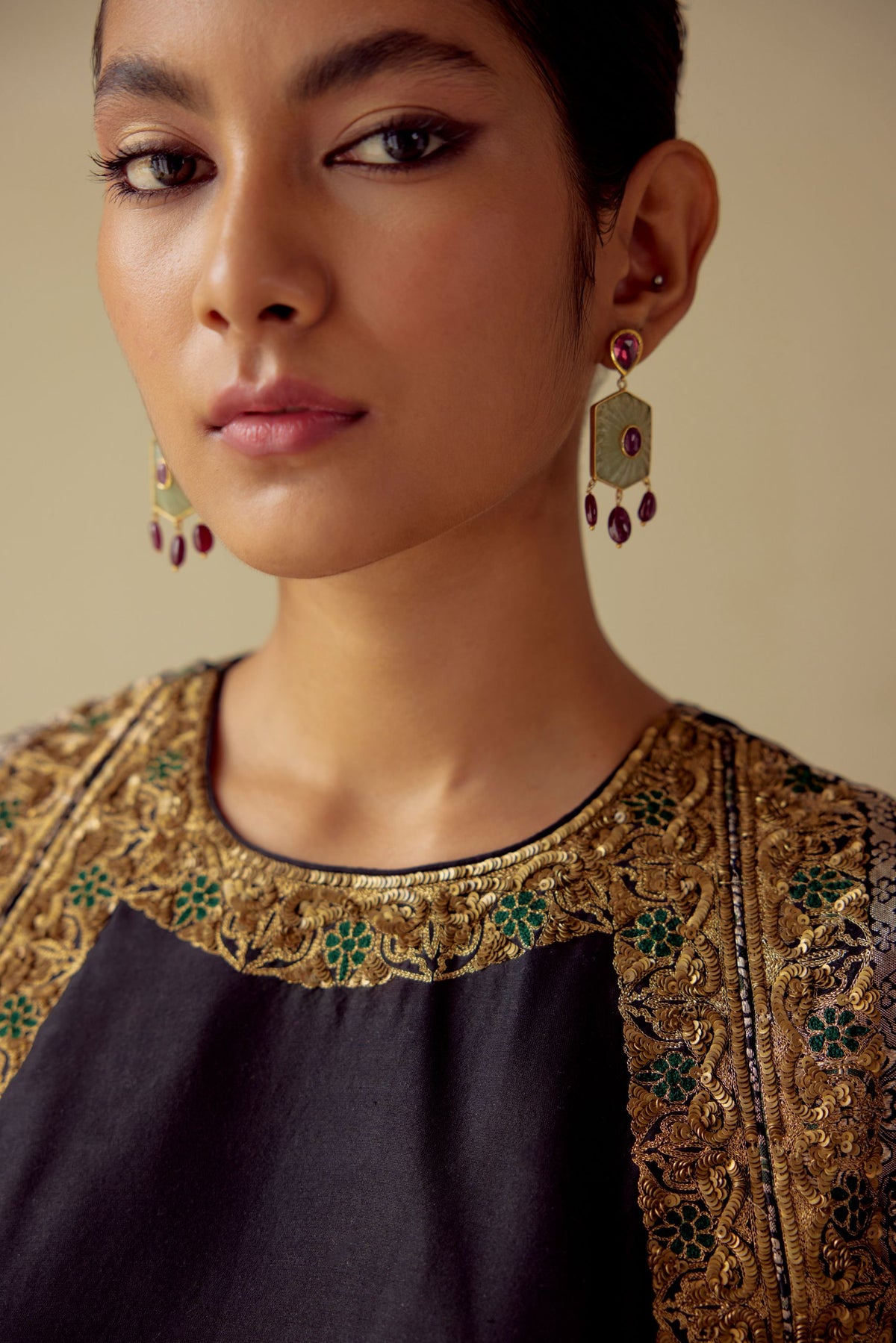 Tarabai Silk Brocade Black Blouse