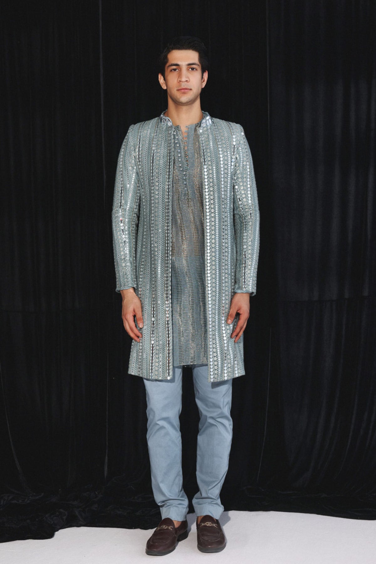 Powder Blue Banarasi Kurta Set