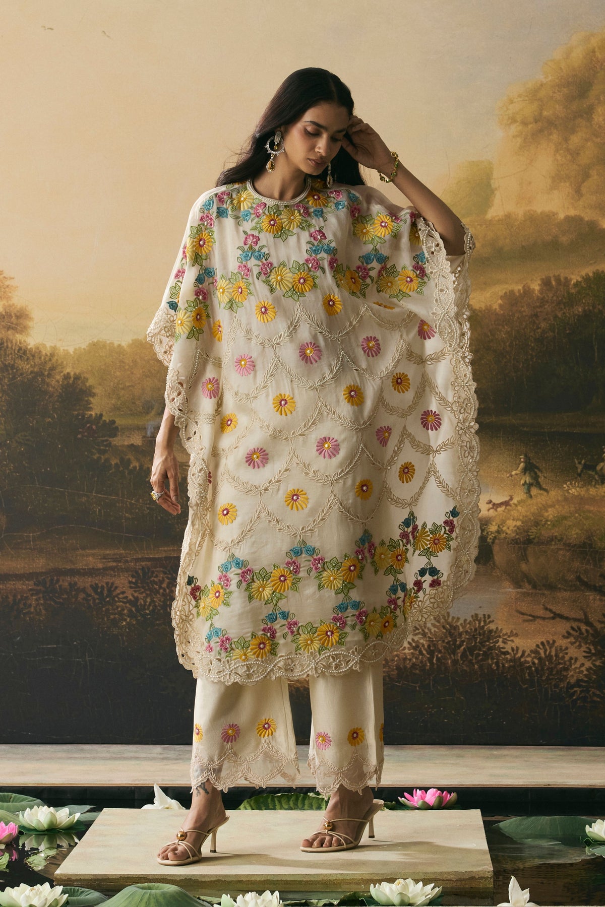 Ivory Floral Kaftan