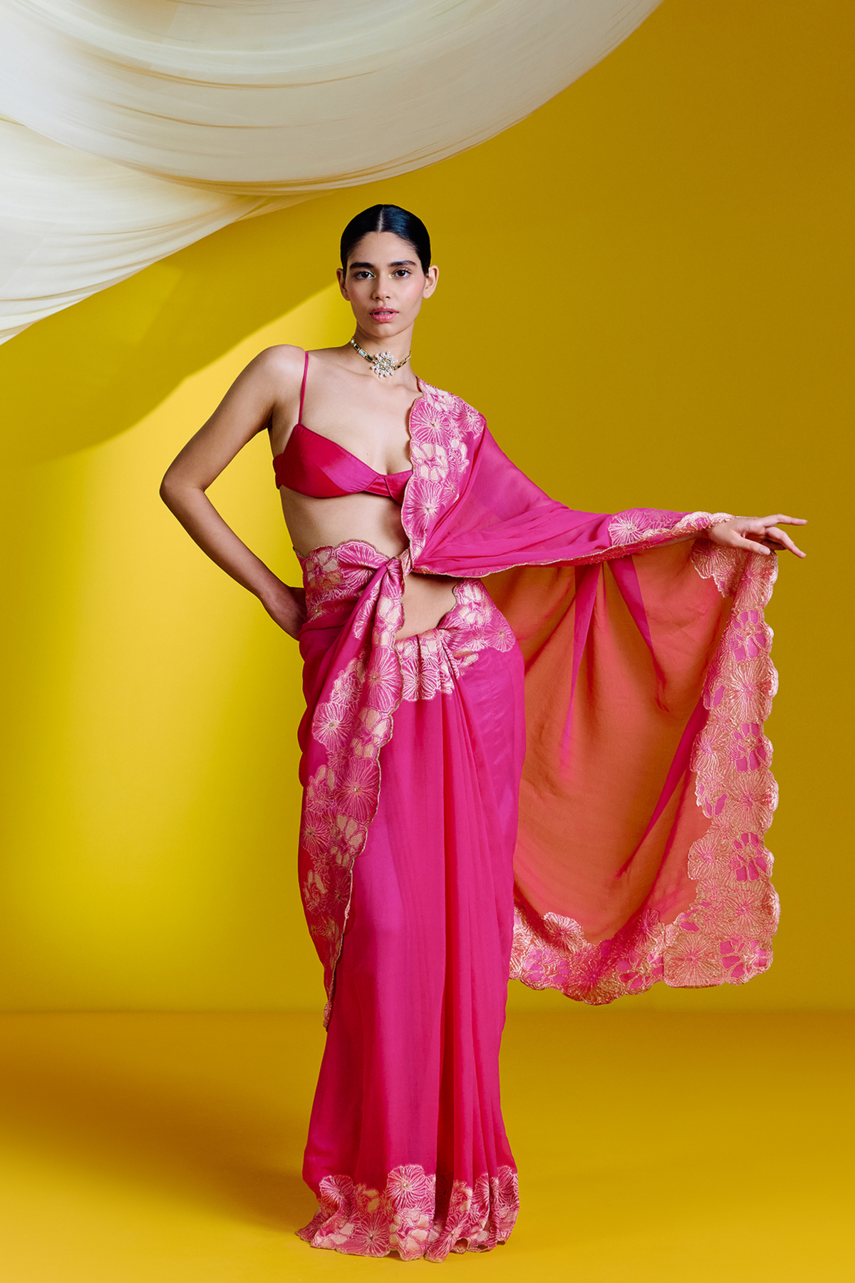 Handwoven Pink Georgette Saree