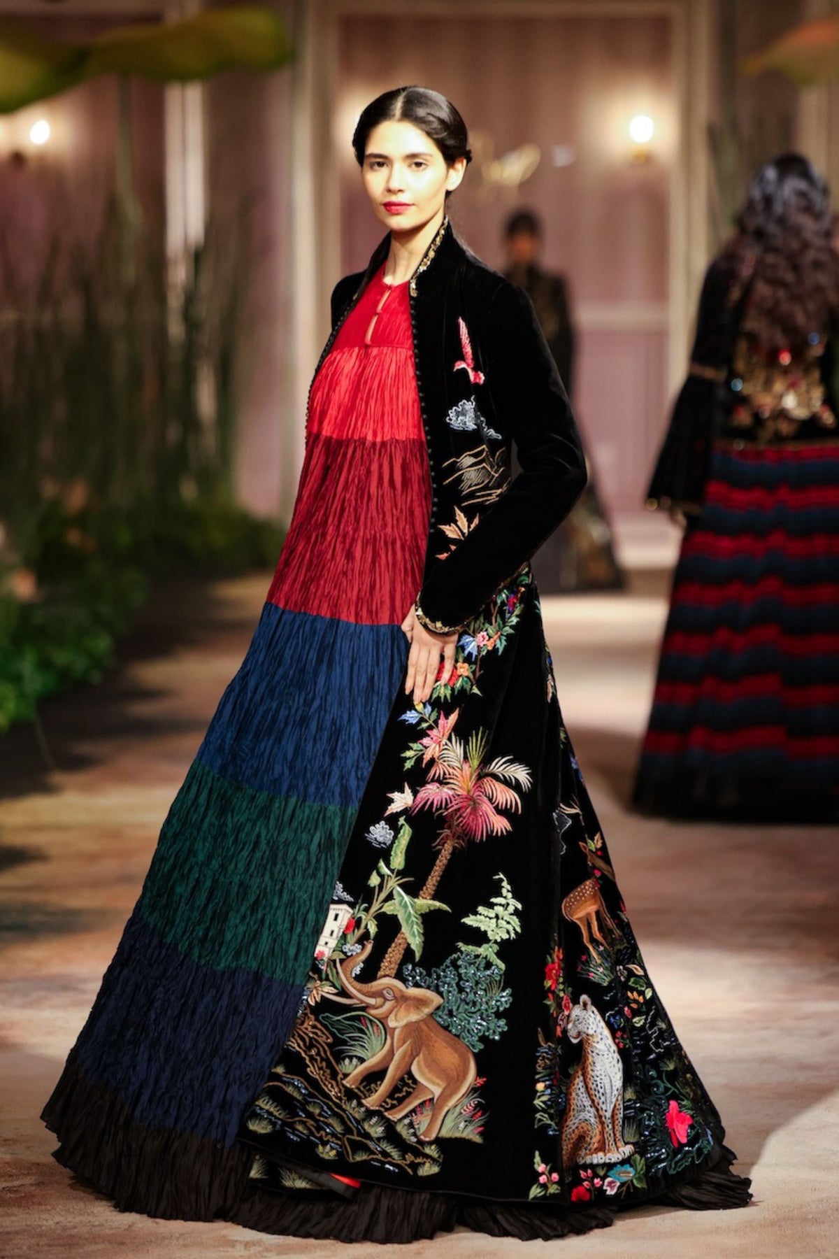 Embroidered Long Velvet Jacket