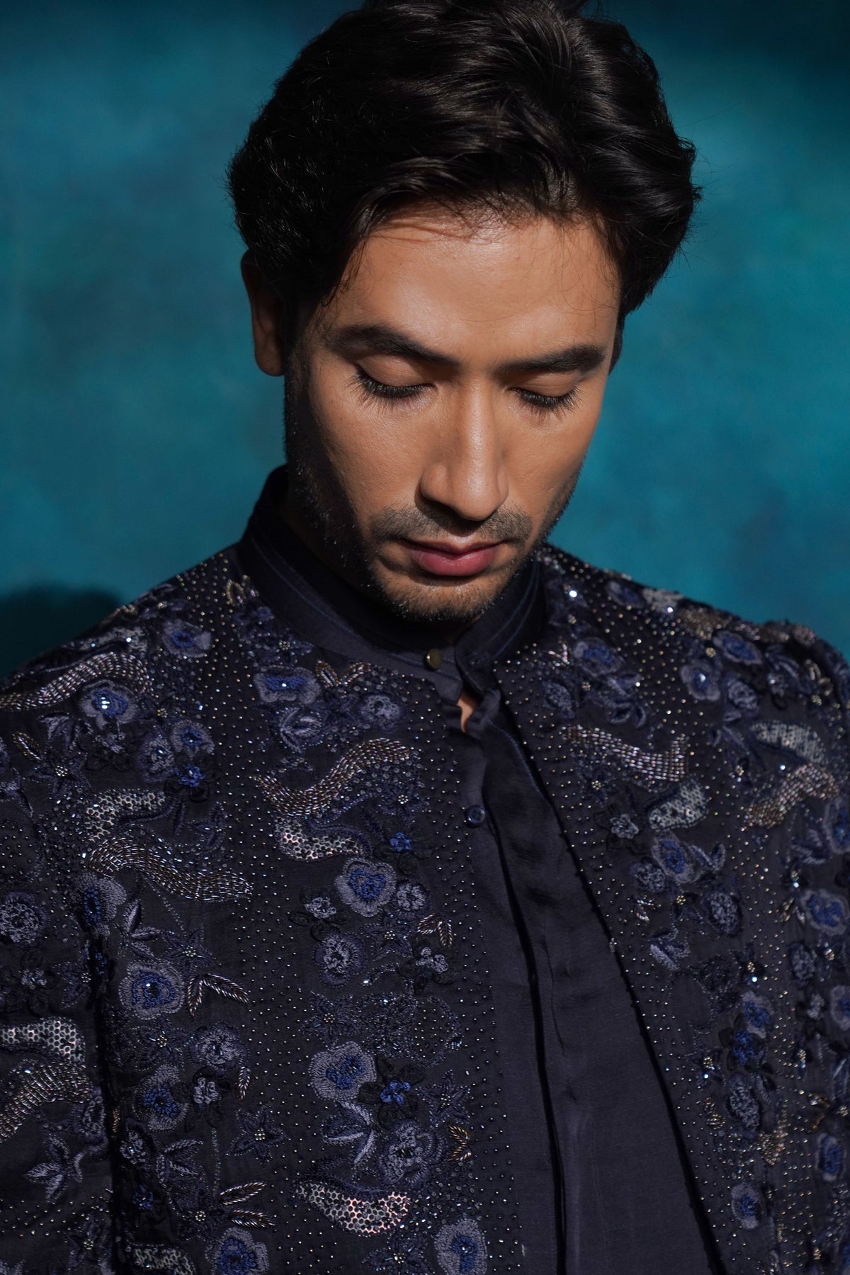 Midnight Blue Floral Jacket Set