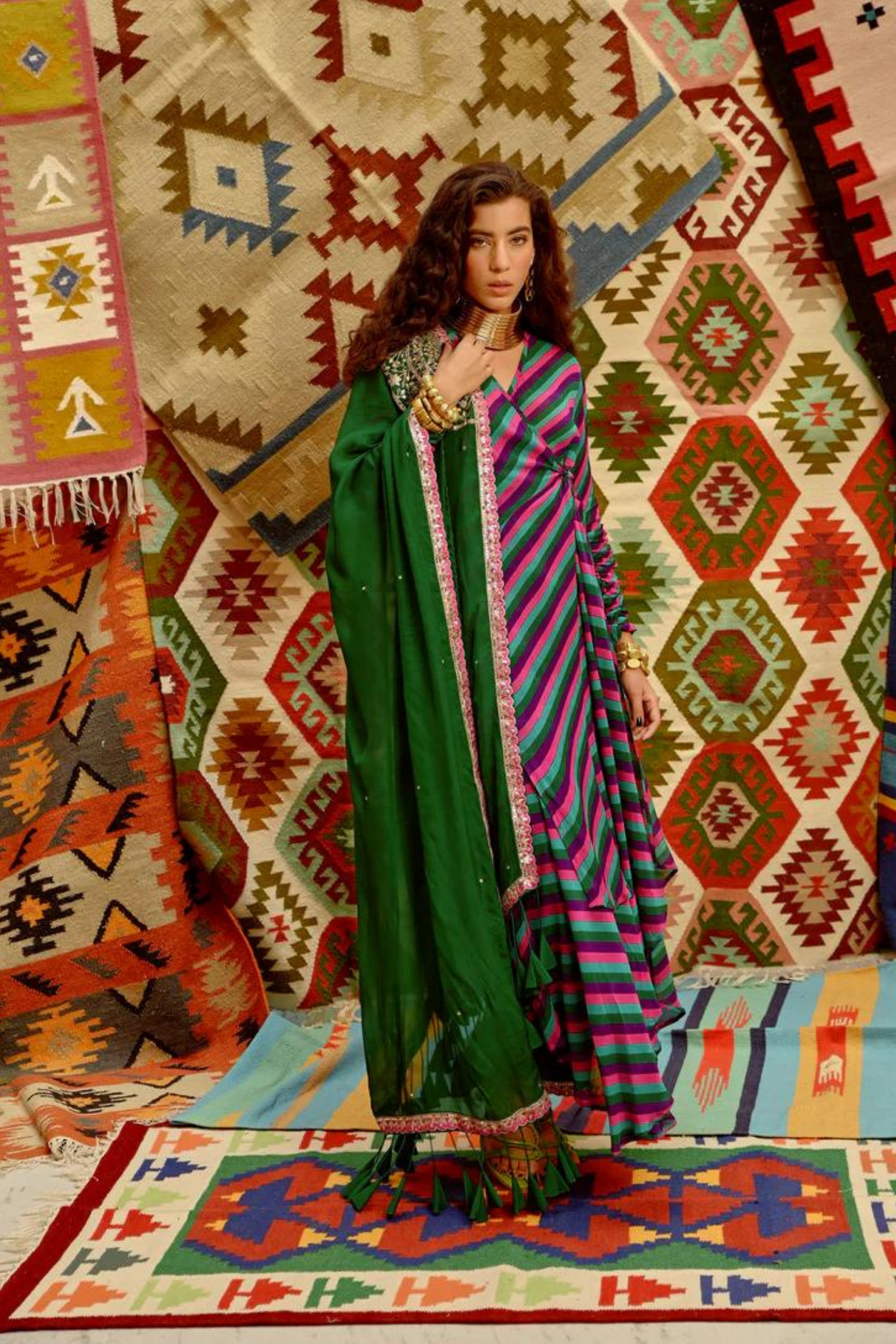 Multi Colour Wrap Angrakha Set