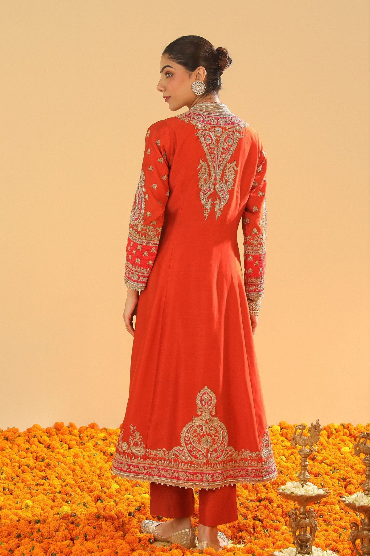 Burnt Orange A-line Jacket Set