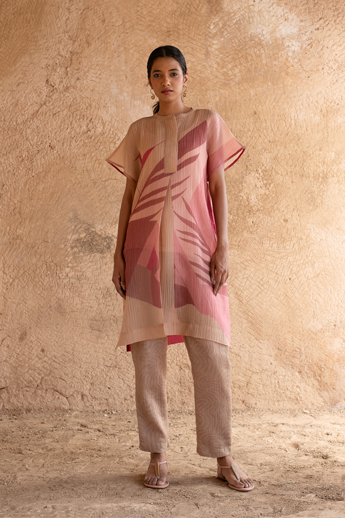 Soft Beige Straight Tunic Set