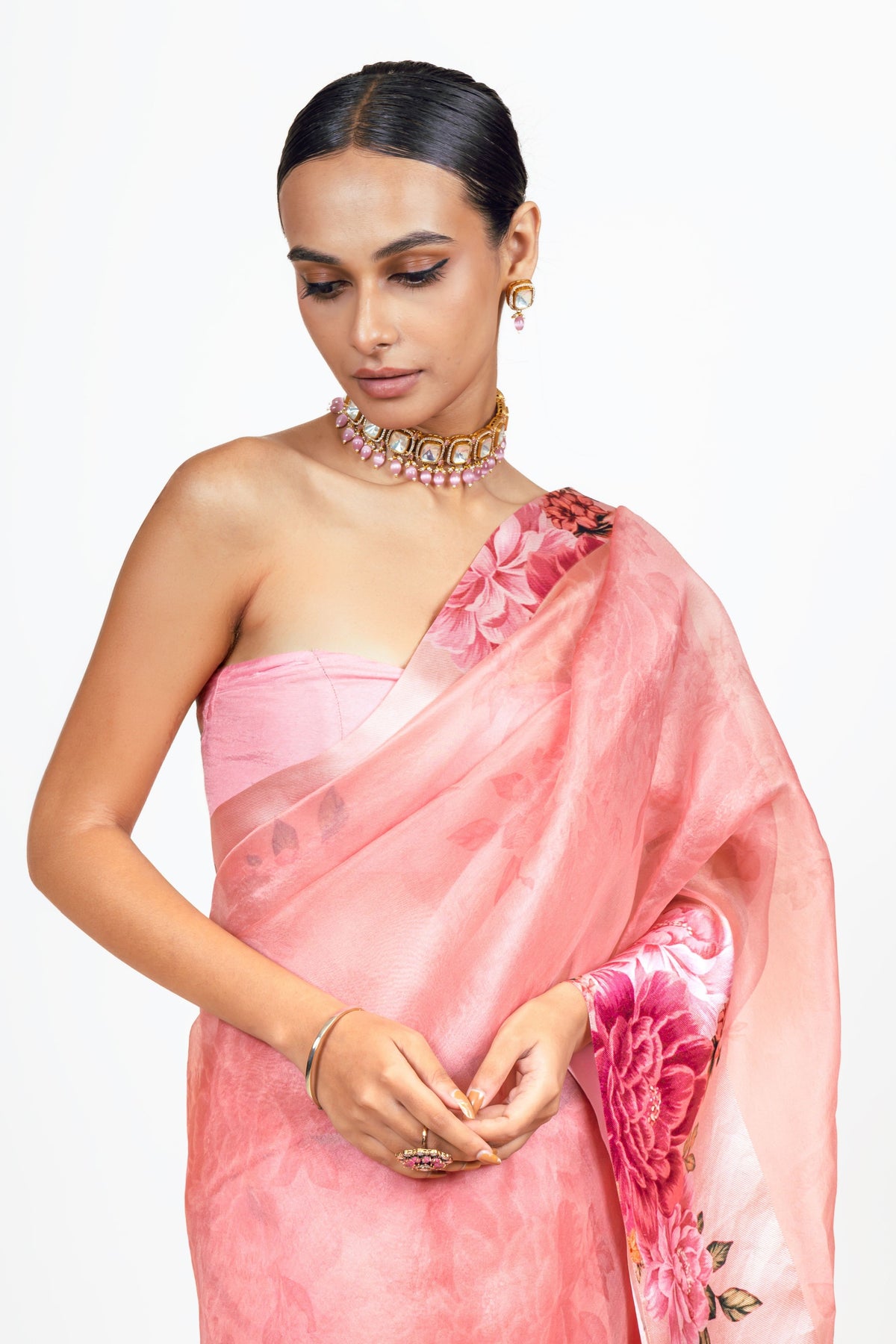 Farah Pink Organza Saree