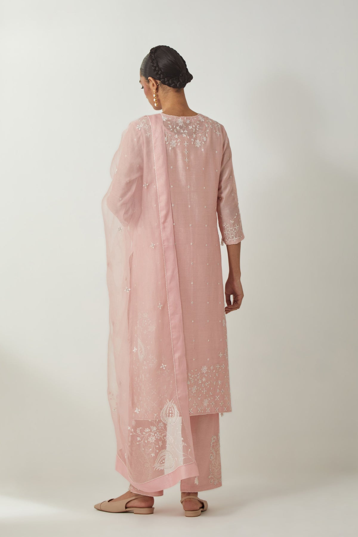 Pink Chanderi Straight Kurta Set