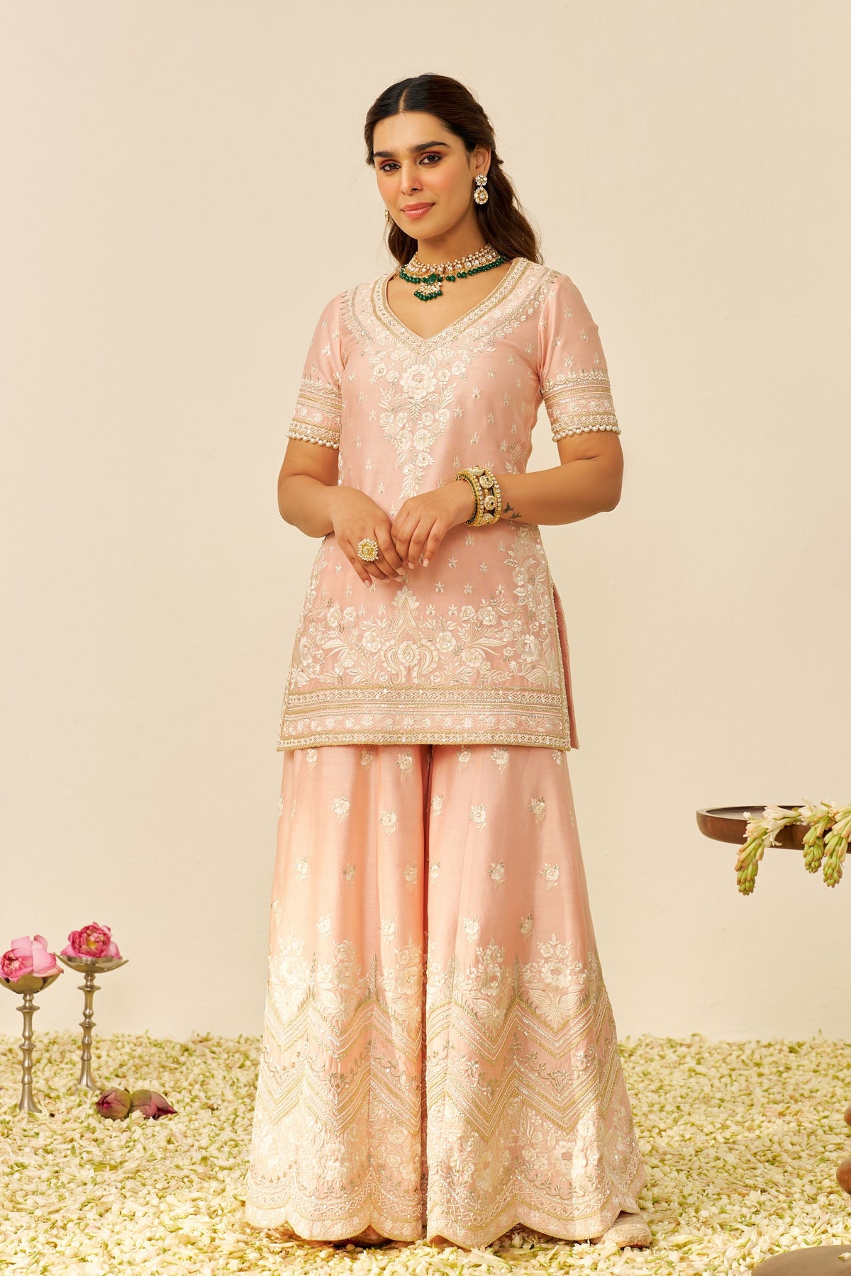 Sameeha Sharara Set in Rose
