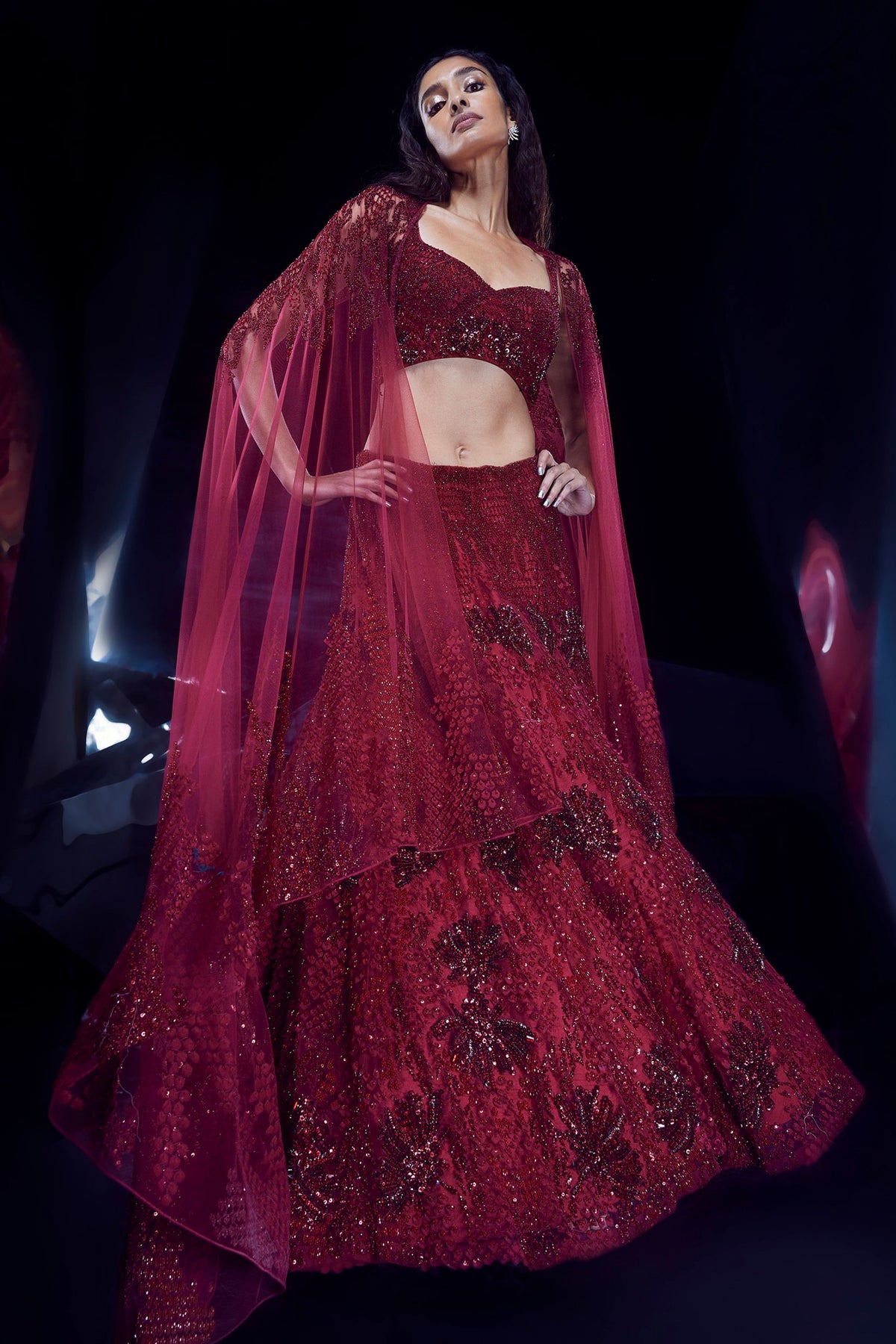 Sylvan French Red Lehenga Set