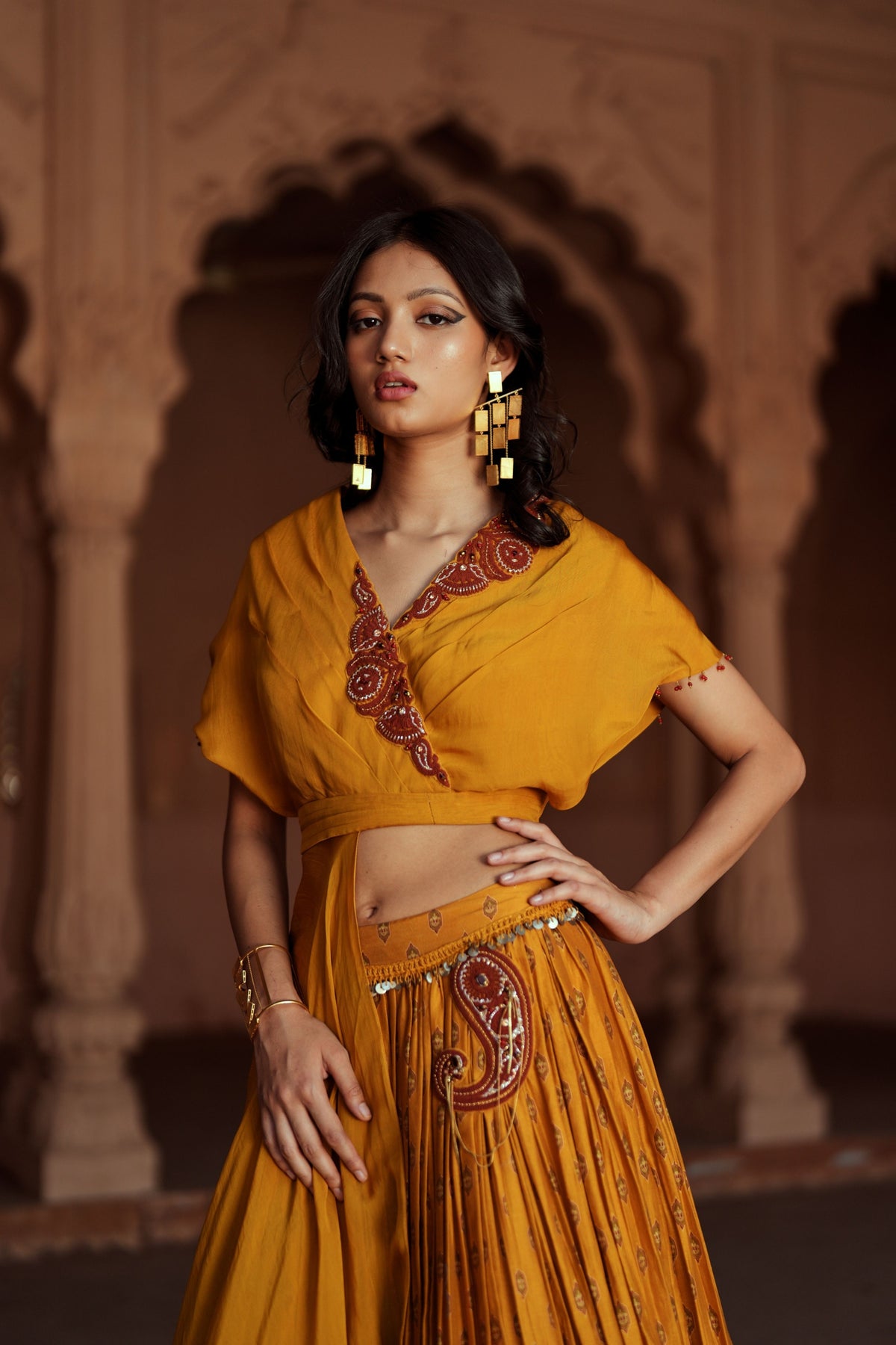 Golden Yellow Silk Lehenga Set
