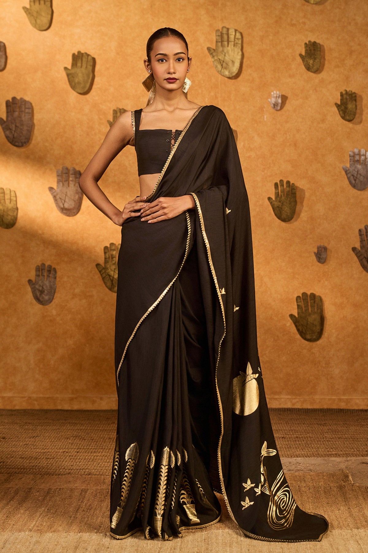 Black Bloom Saree