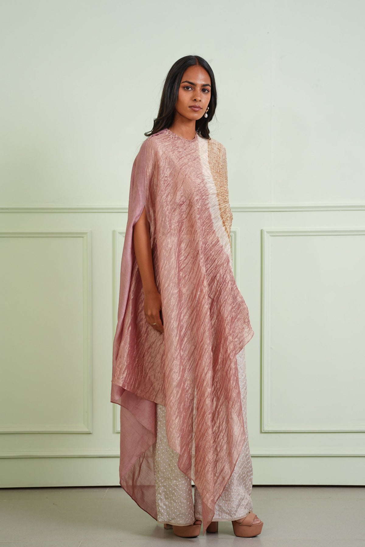 Shibori Tissue Asym Kaftan