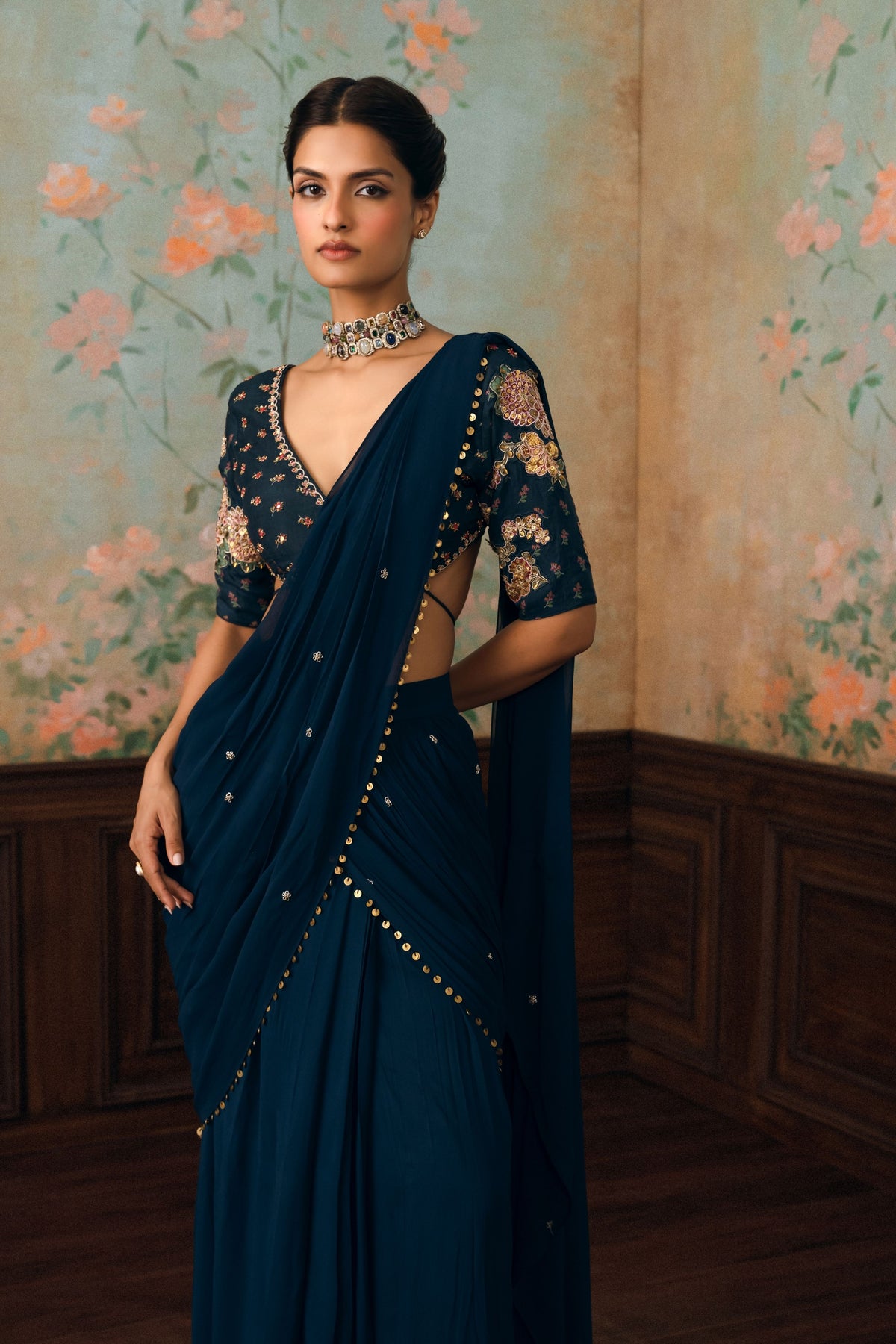 Navy Kaia Saree Set