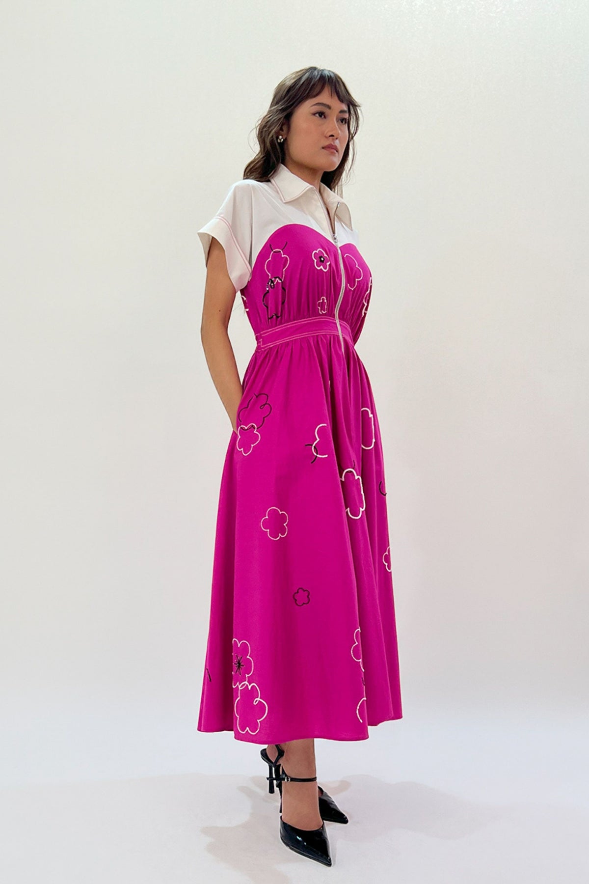Ditsy Cup Zip Dress