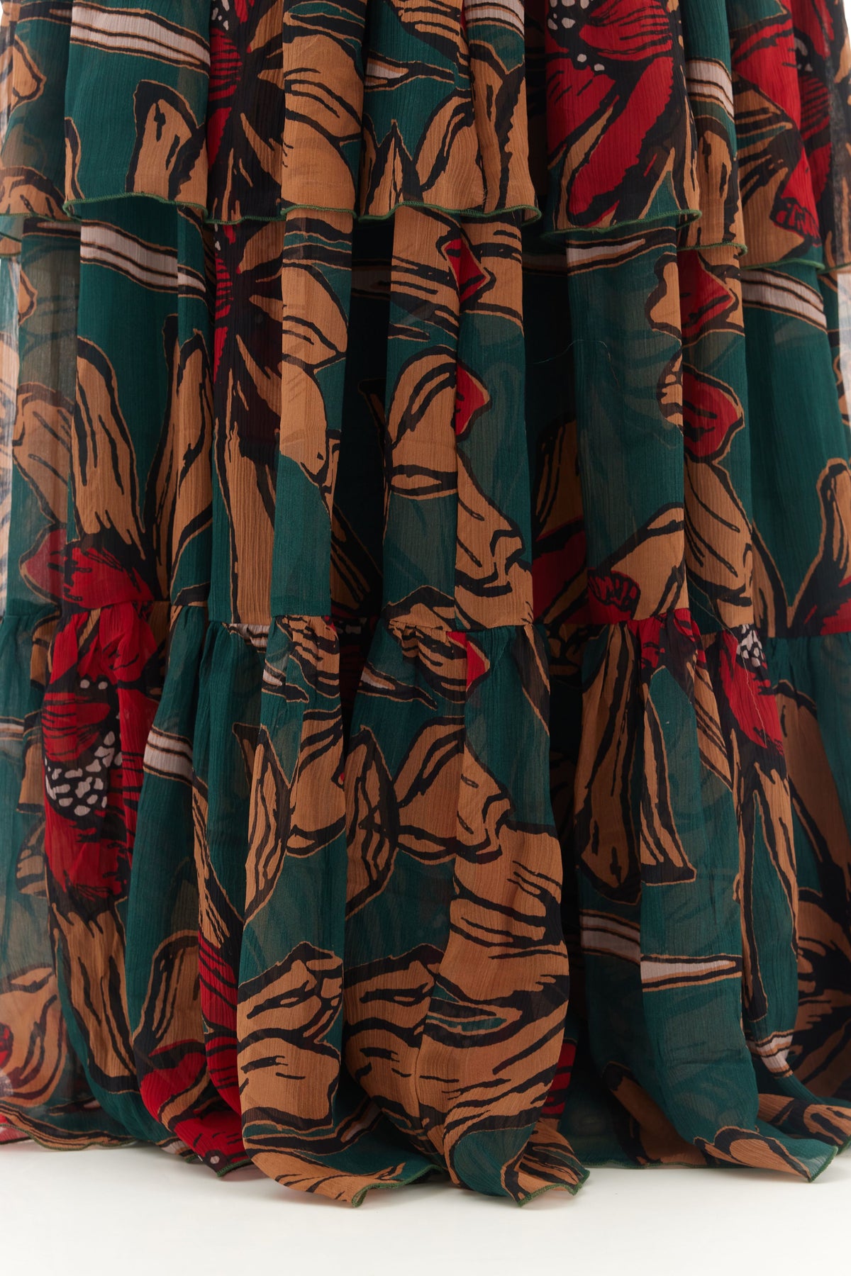 Green and Orange Long Dress