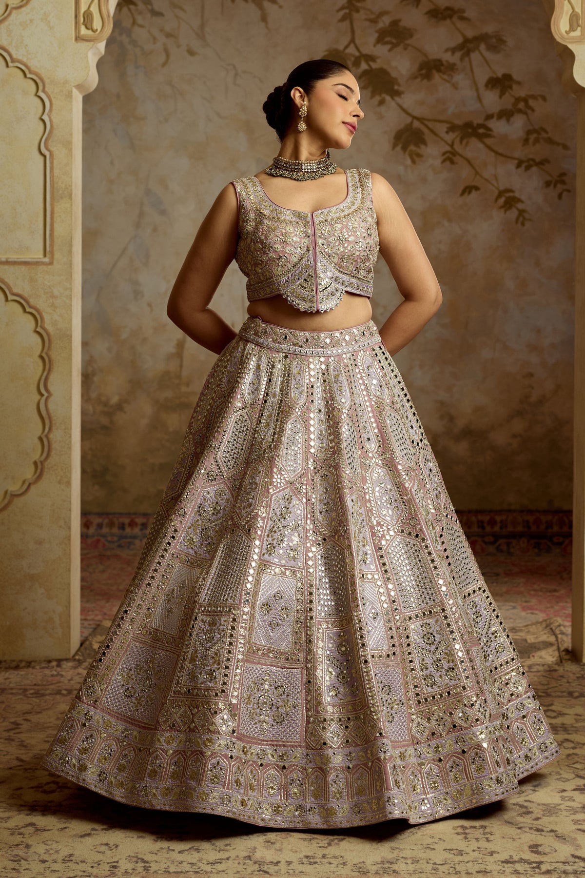 Purple Tissue Patch Lehenga Set