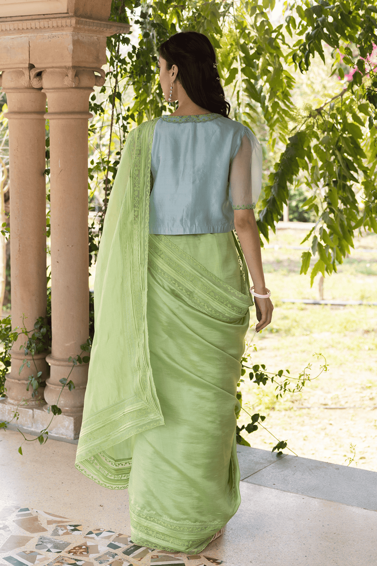 Whispering Ivy Green Saree