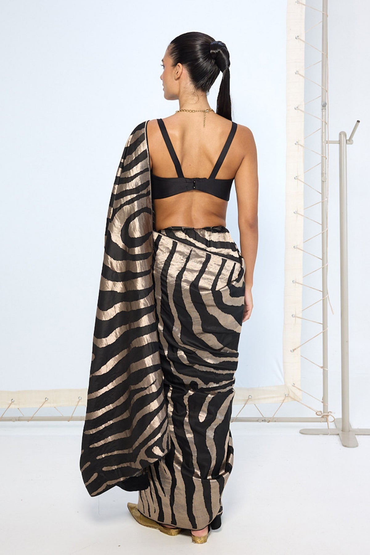 Handwoven Black and Silver Saree