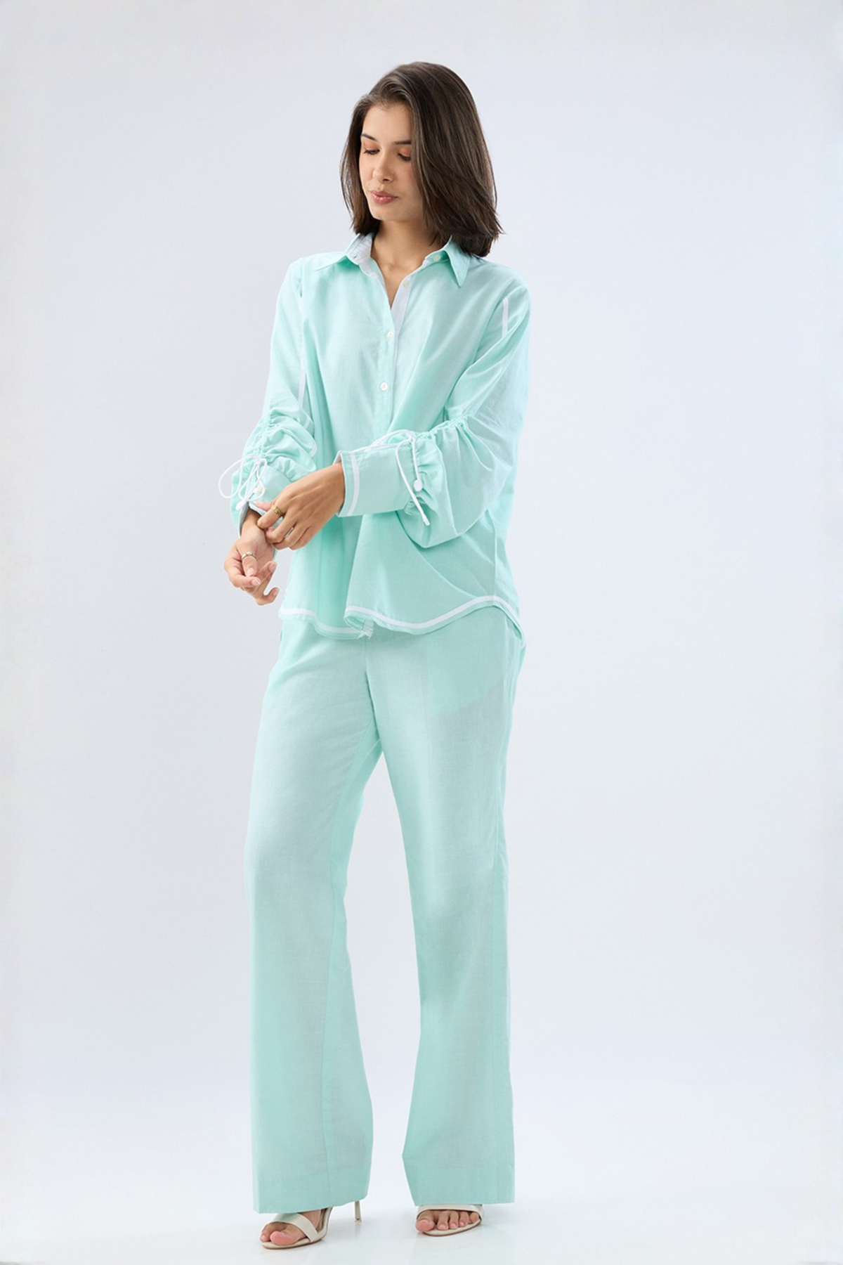 Blue Shirt Style Co-ord Set