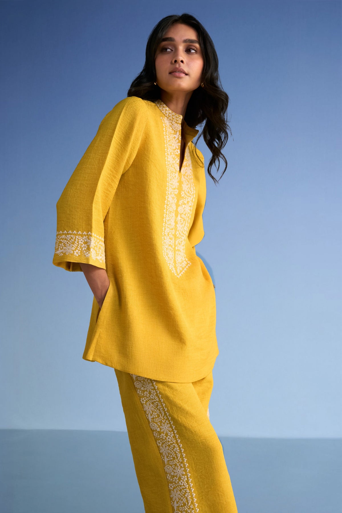 Yellow Embroidered Pants