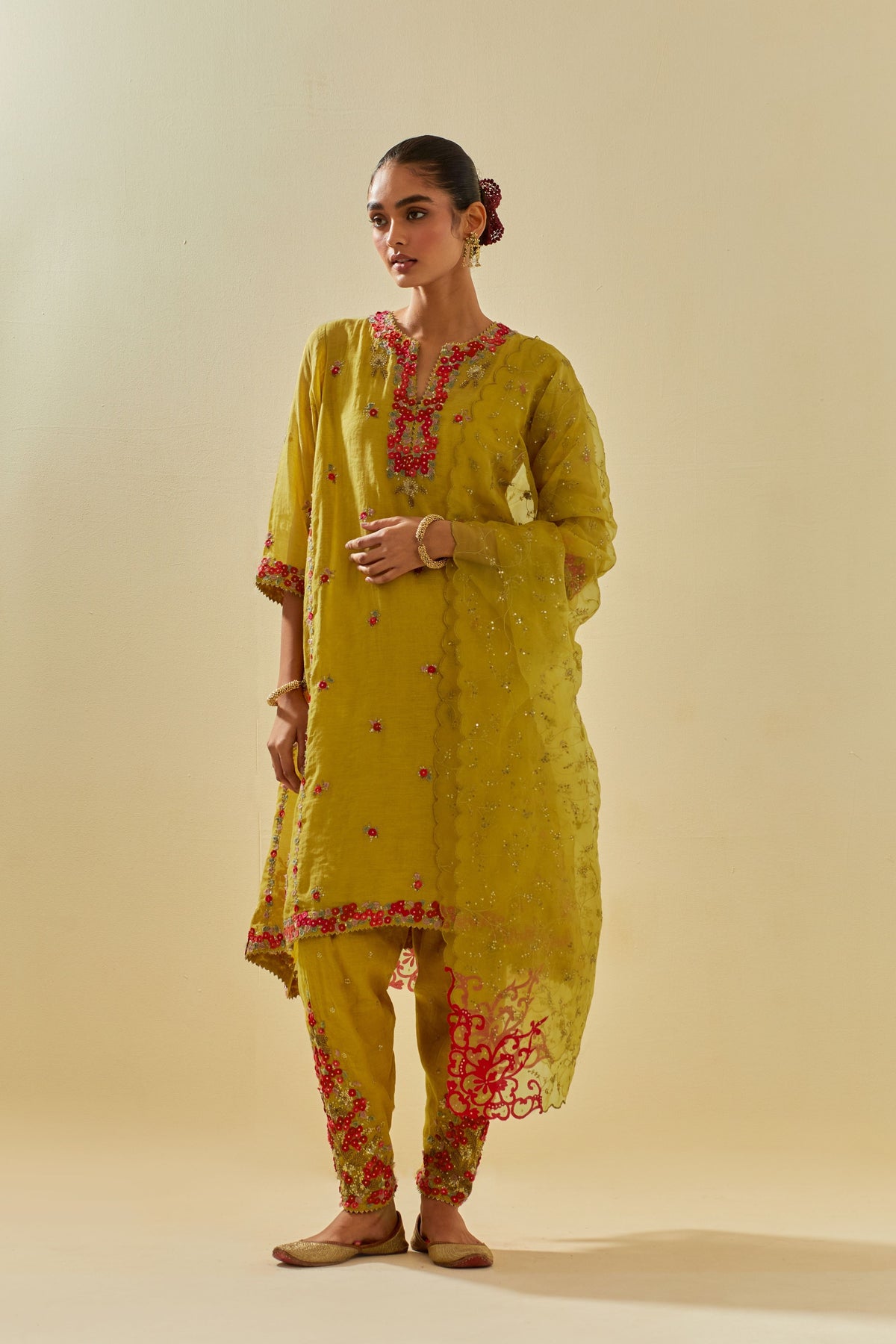 Yellow Short Kurta Set