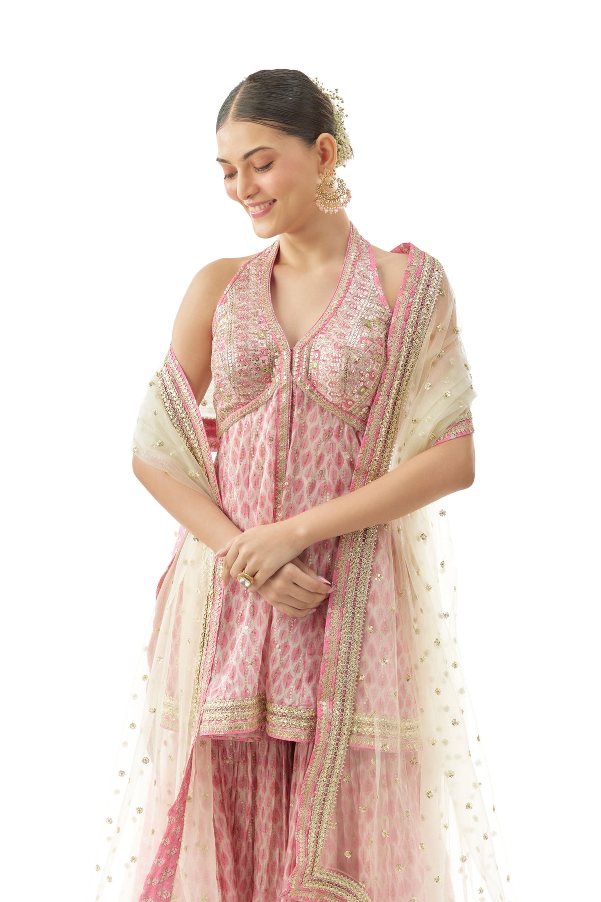 Pink Janhavi Sharara Set
