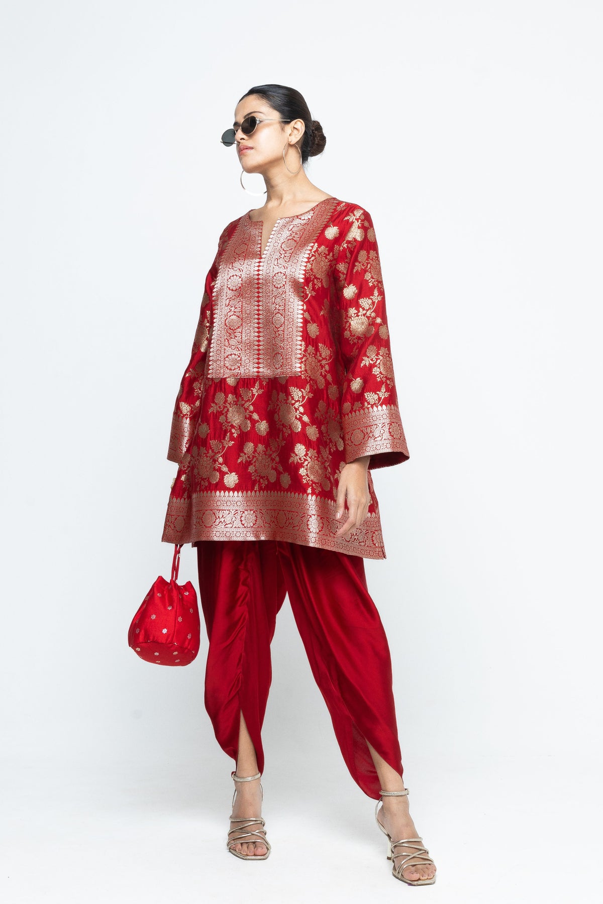 Gul Floral Red Tunic Set