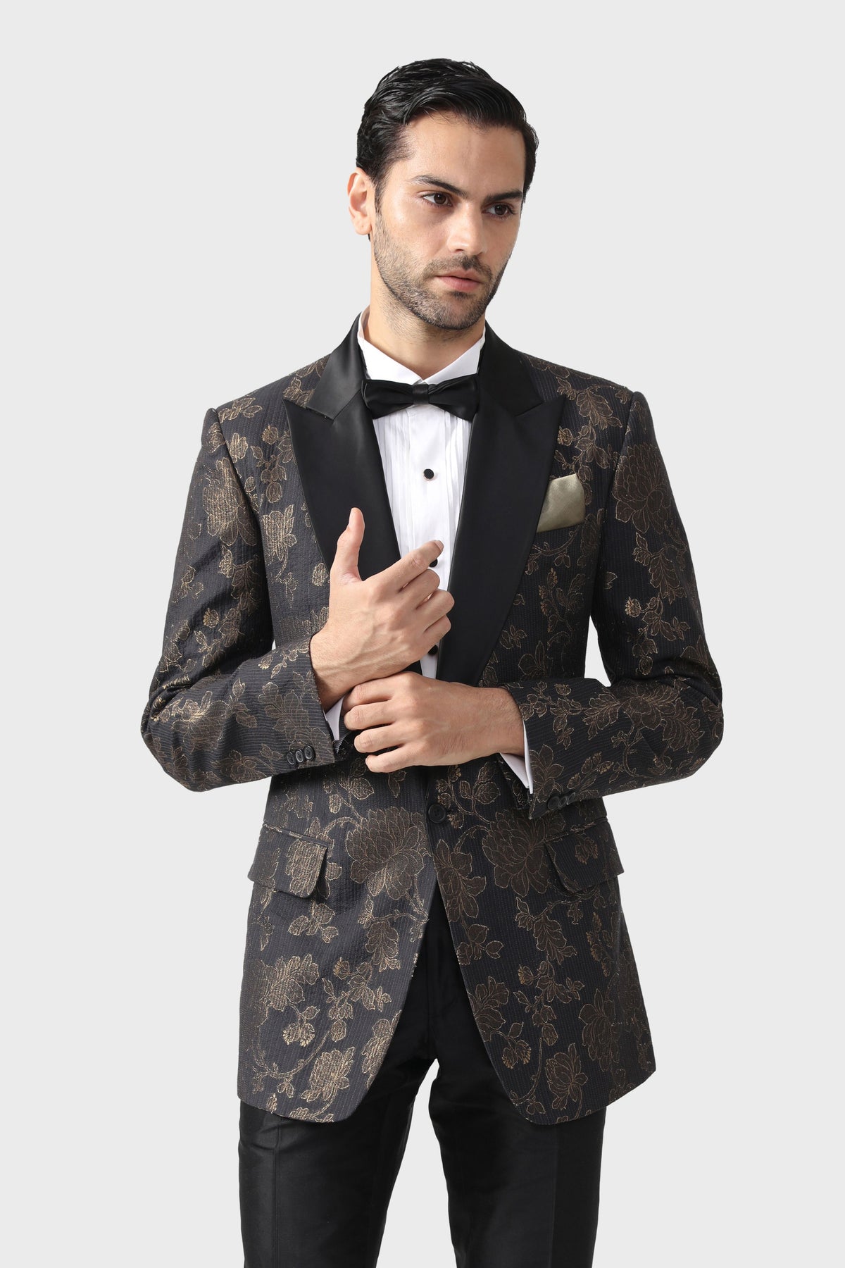 The Gold Foil Flora Tuxedo Jacket