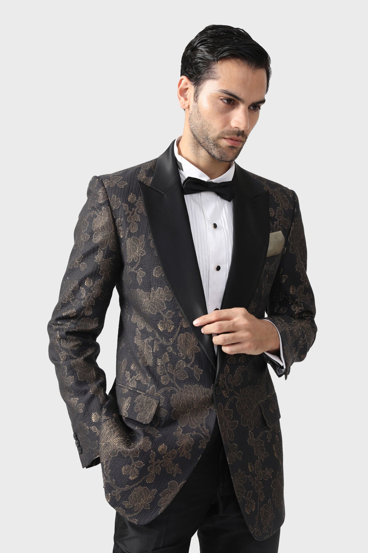 The Gold Foil Flora Tuxedo Jacket