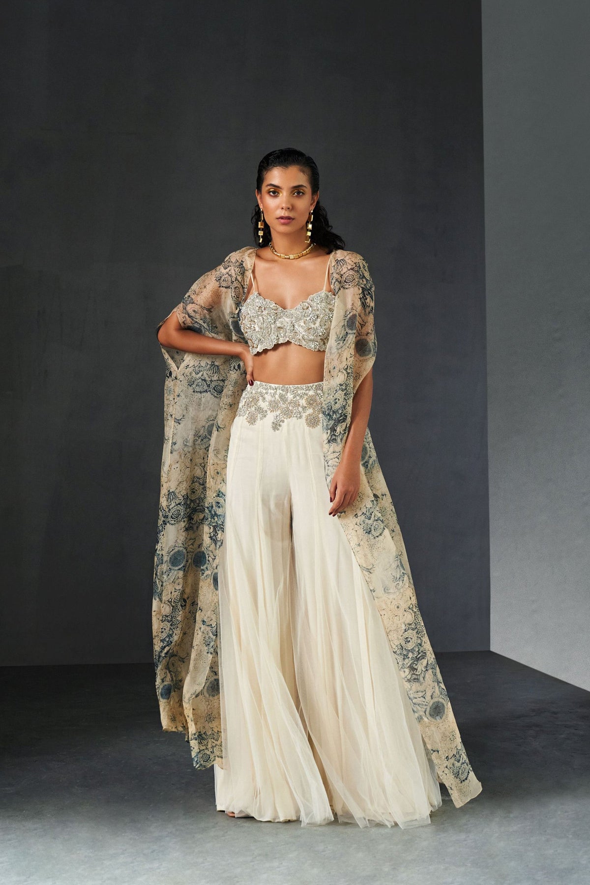 Champagne-blue Sharara Set