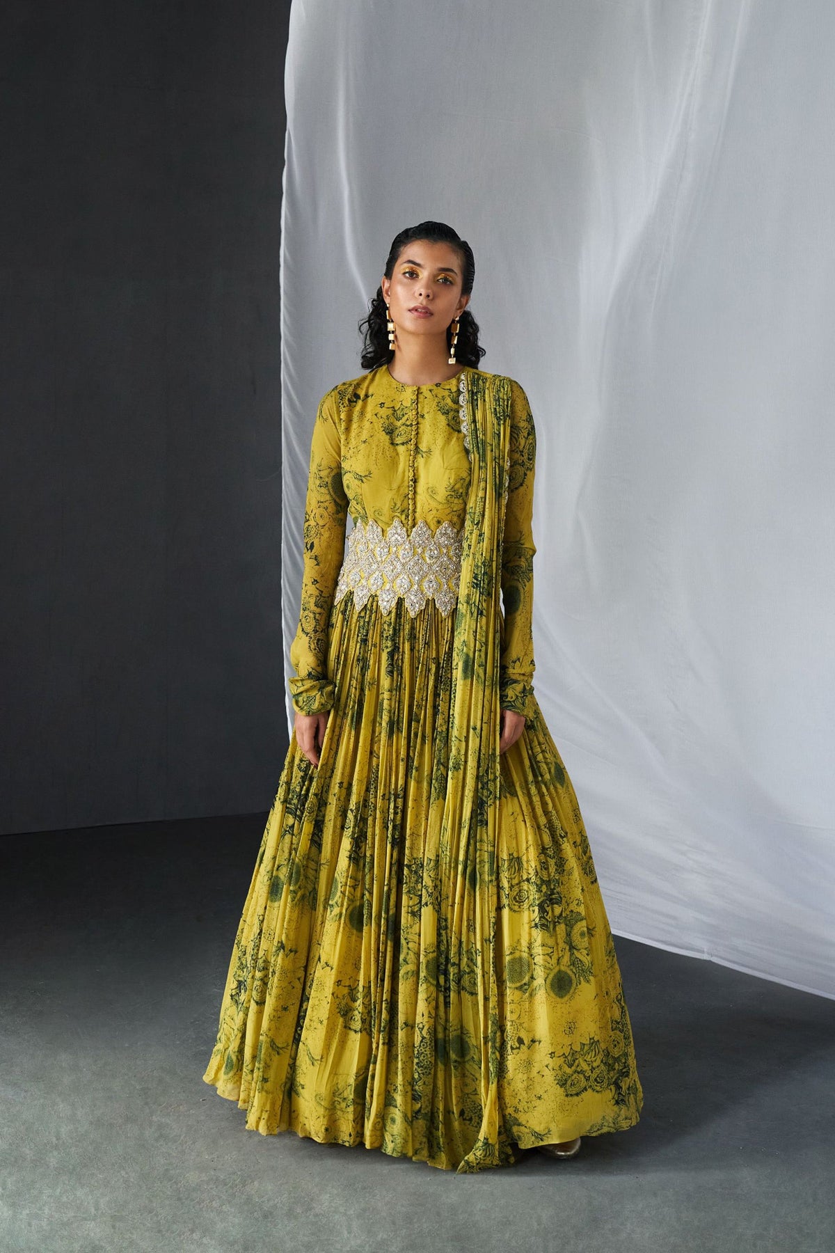 Mustard Blossom Anarkali Set
