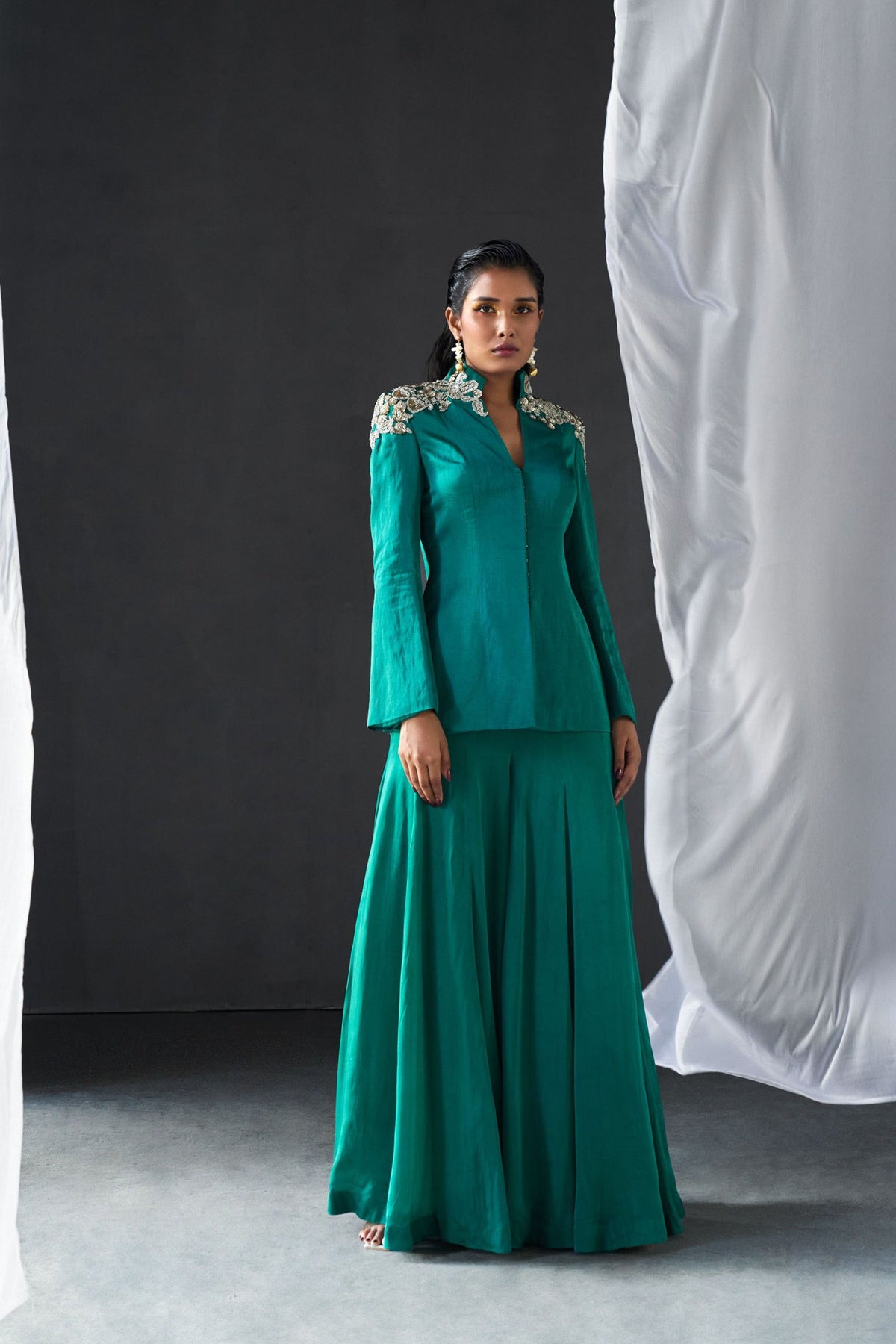 Teal Green sharara Set