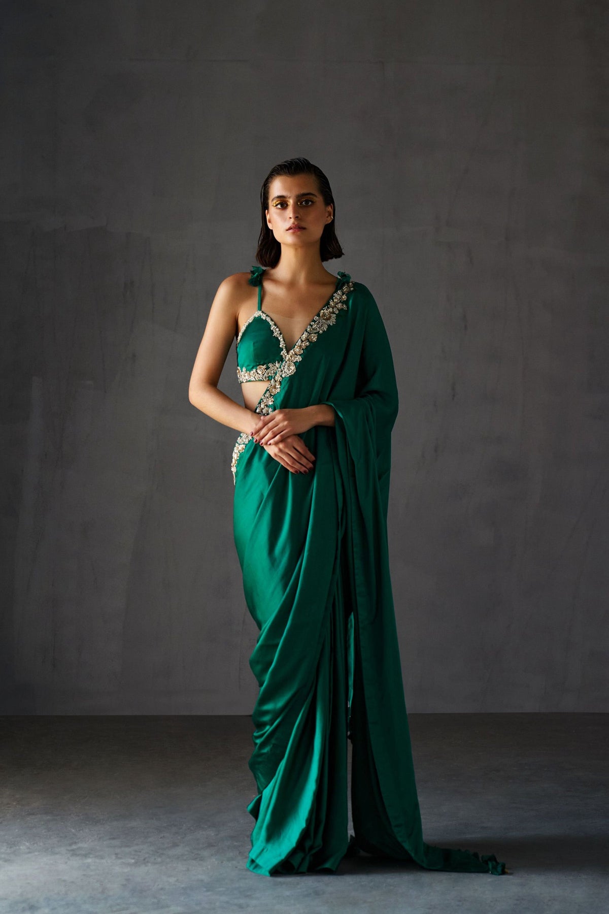 Teal Green Saree Set
