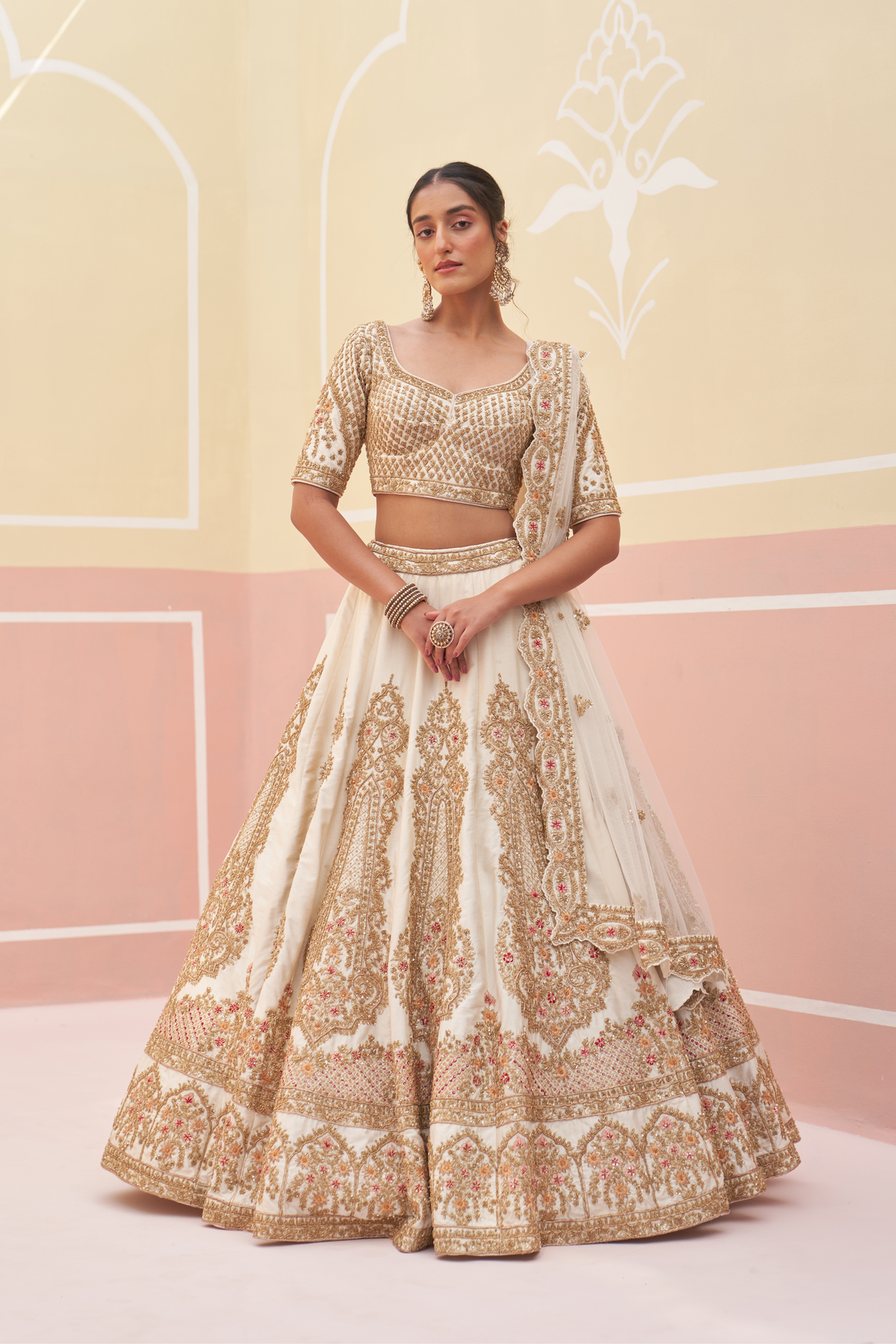 Embroidered Raw Silk Lehenga Set