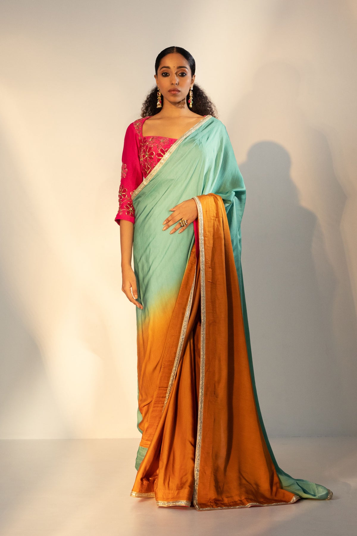 Ombre Saree with 3D Motifs