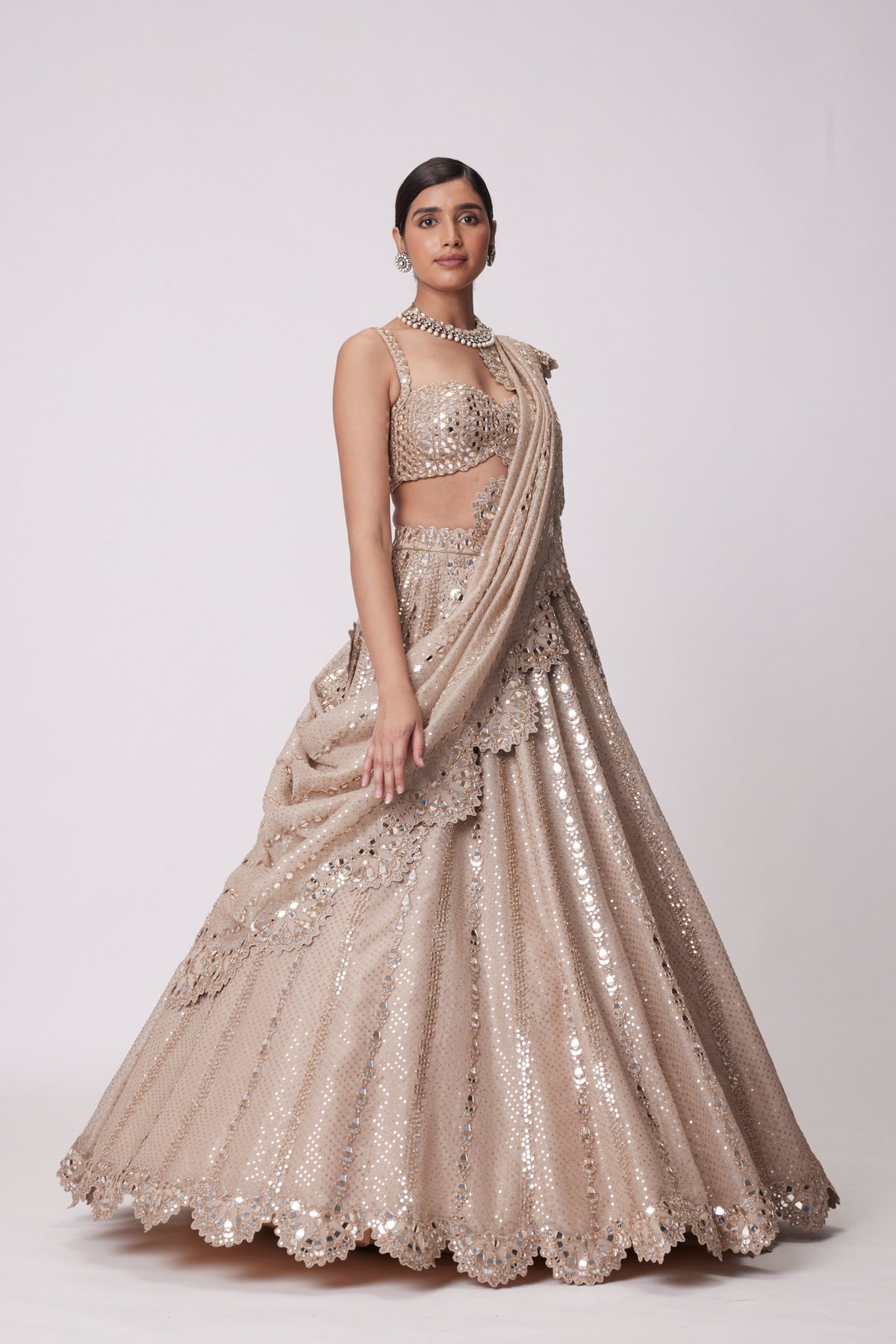 Light Beige Lehenga Set