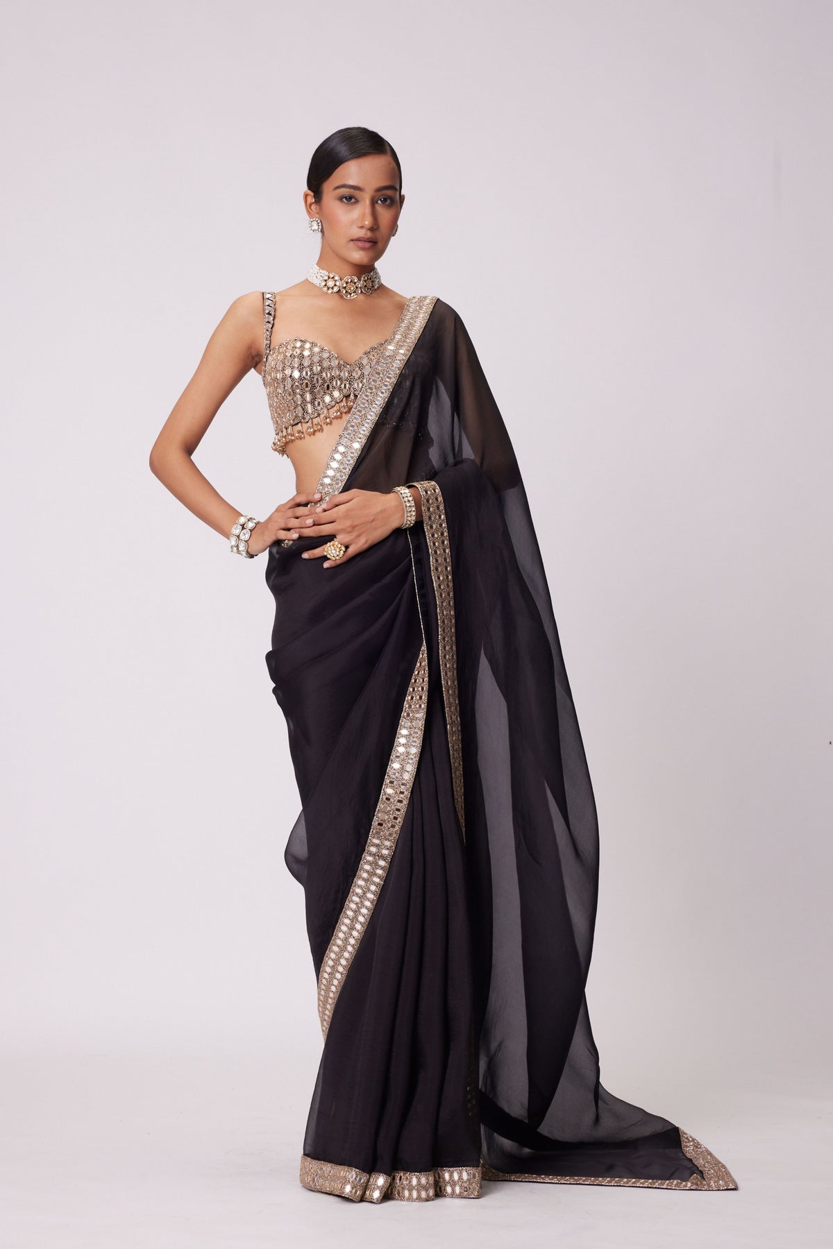 Black Saree Set