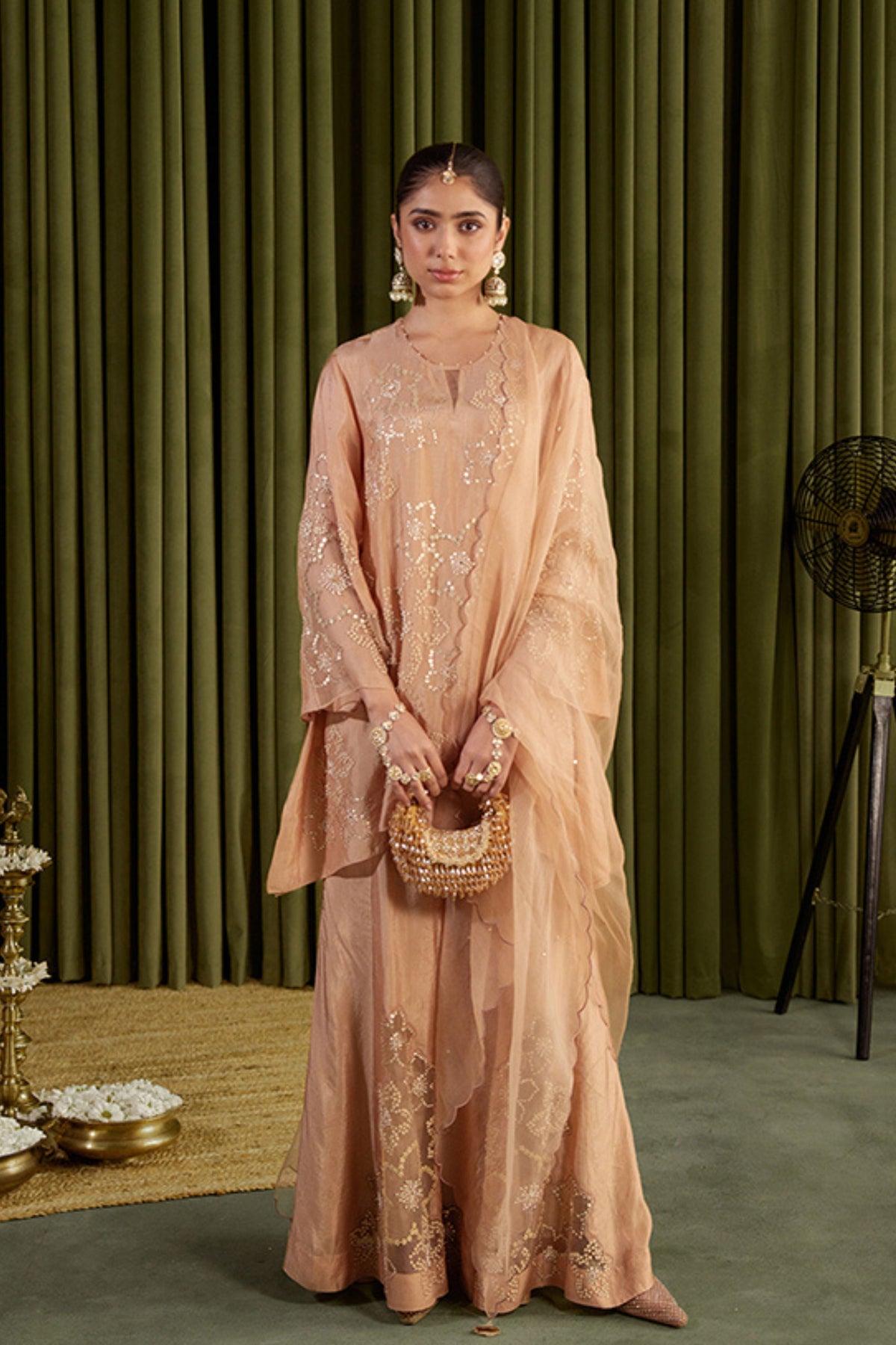 Gold Embroidered Sharara Set