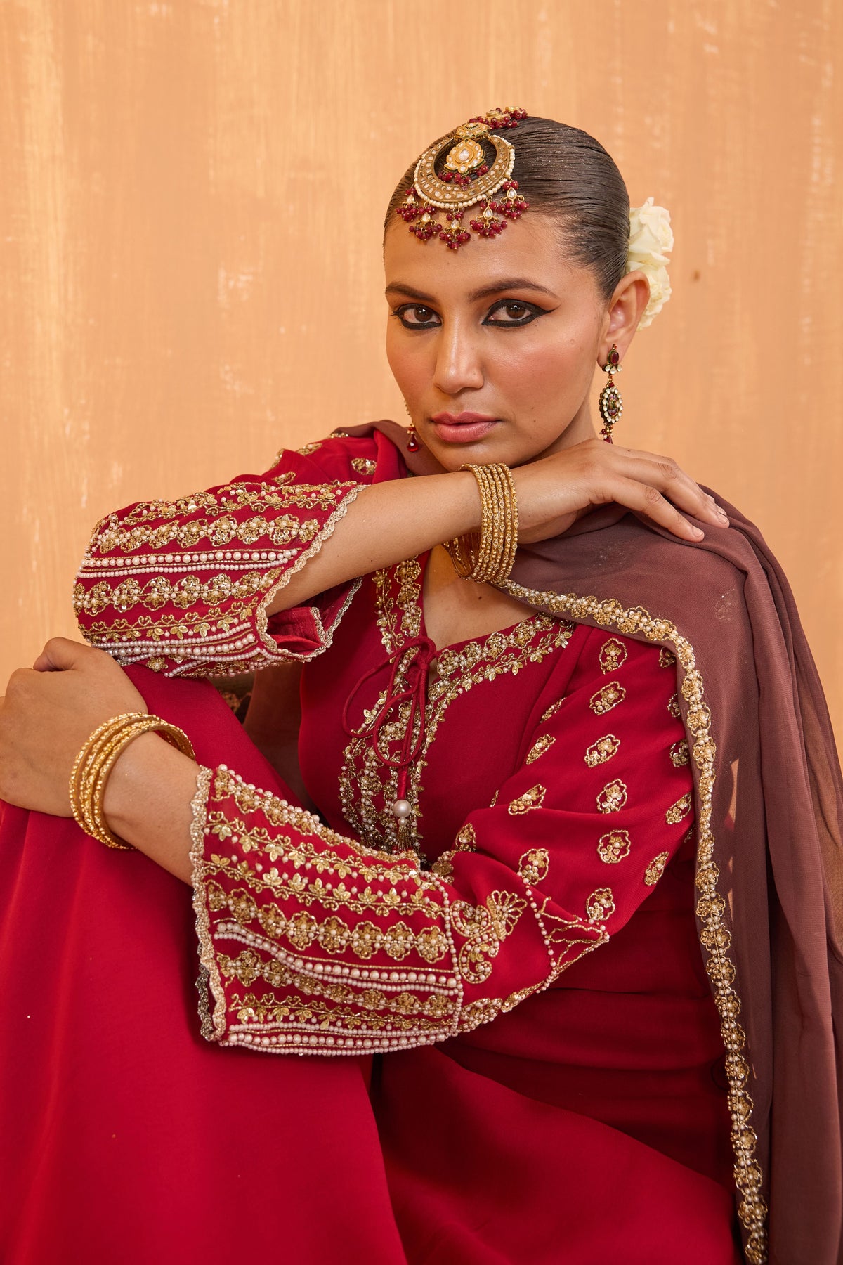 Ruby Red Sharara Set